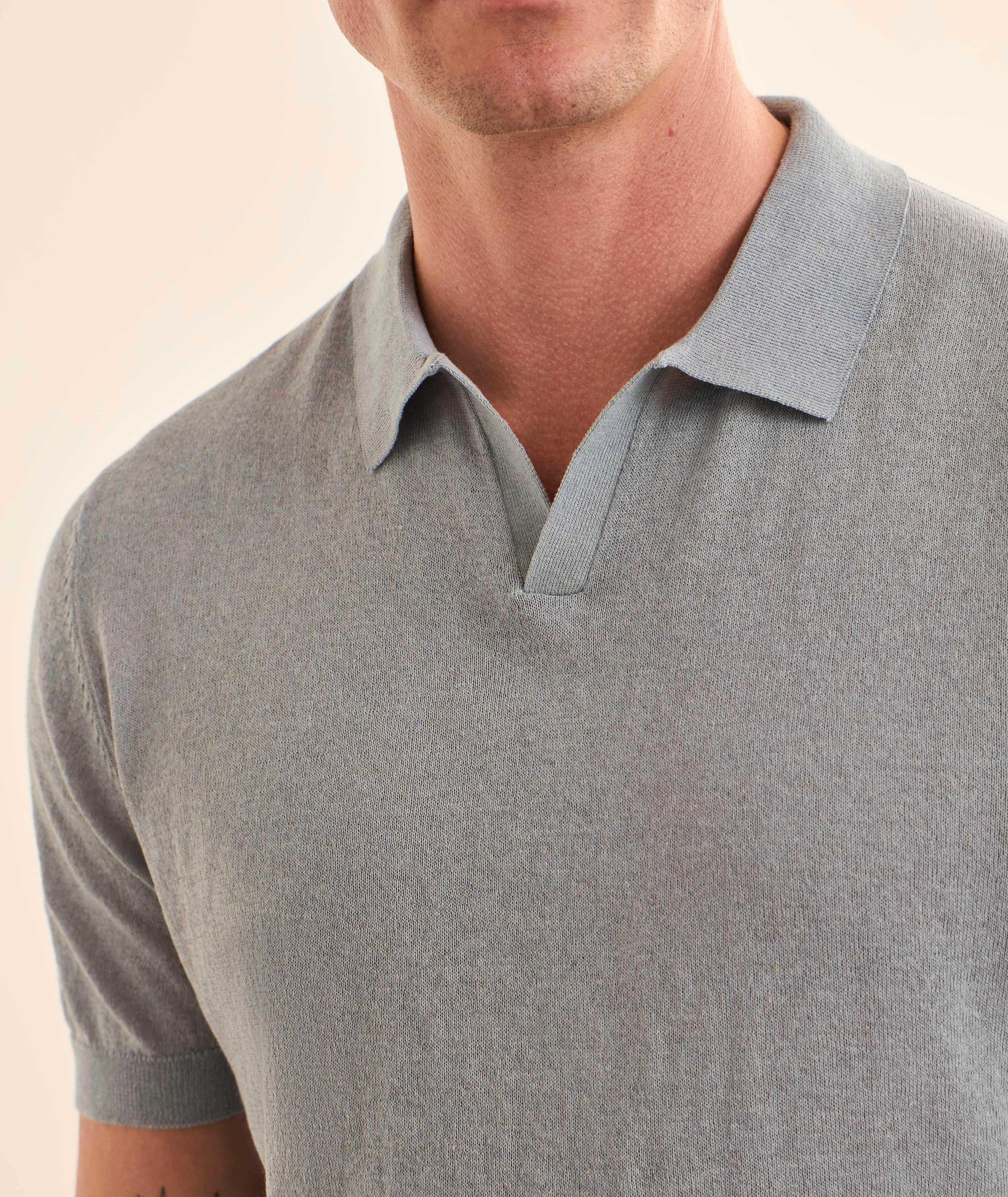 Linen-Blend Johnny Collar Polo  image 3