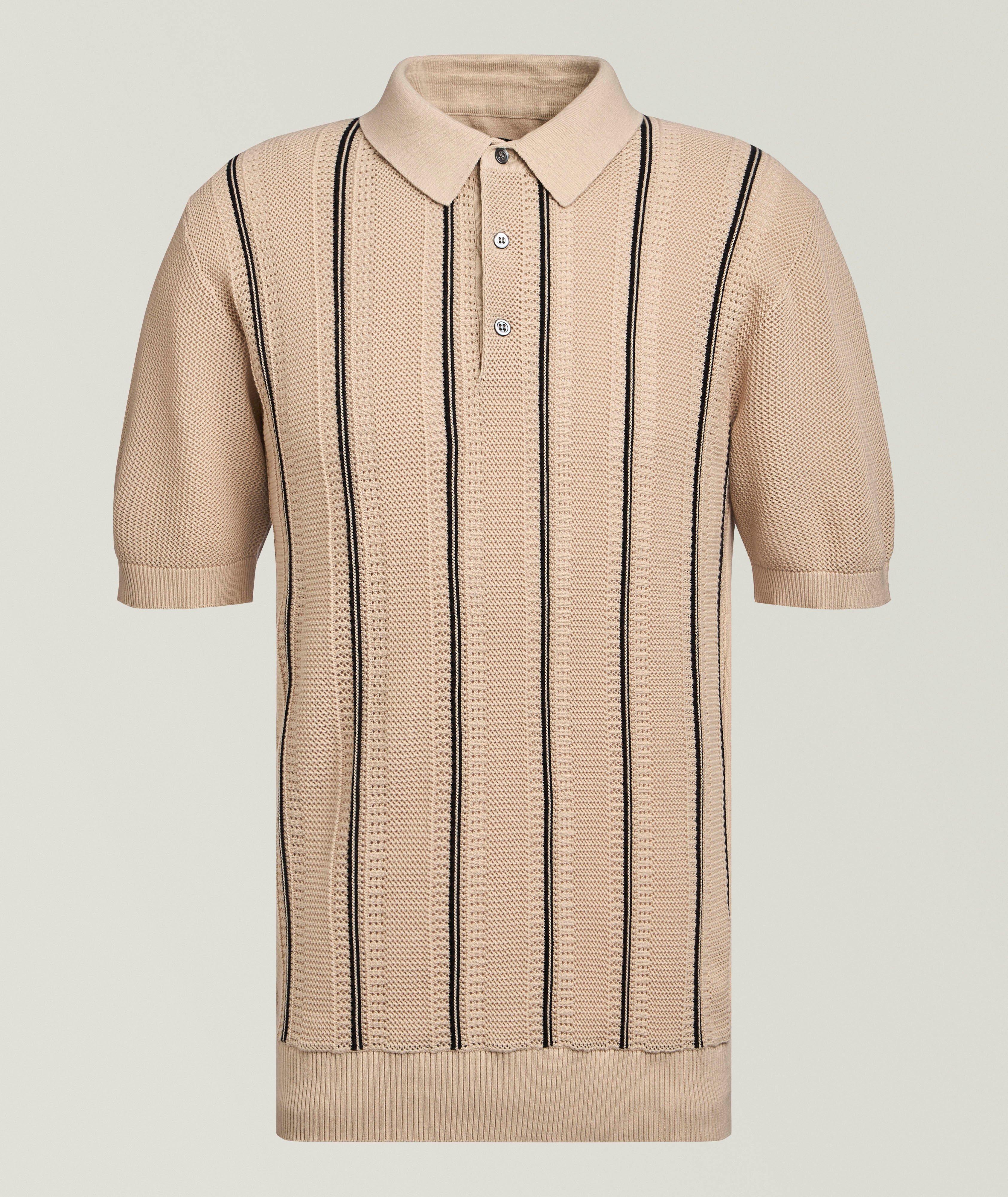 Striped Cotton Knit Polo image 0