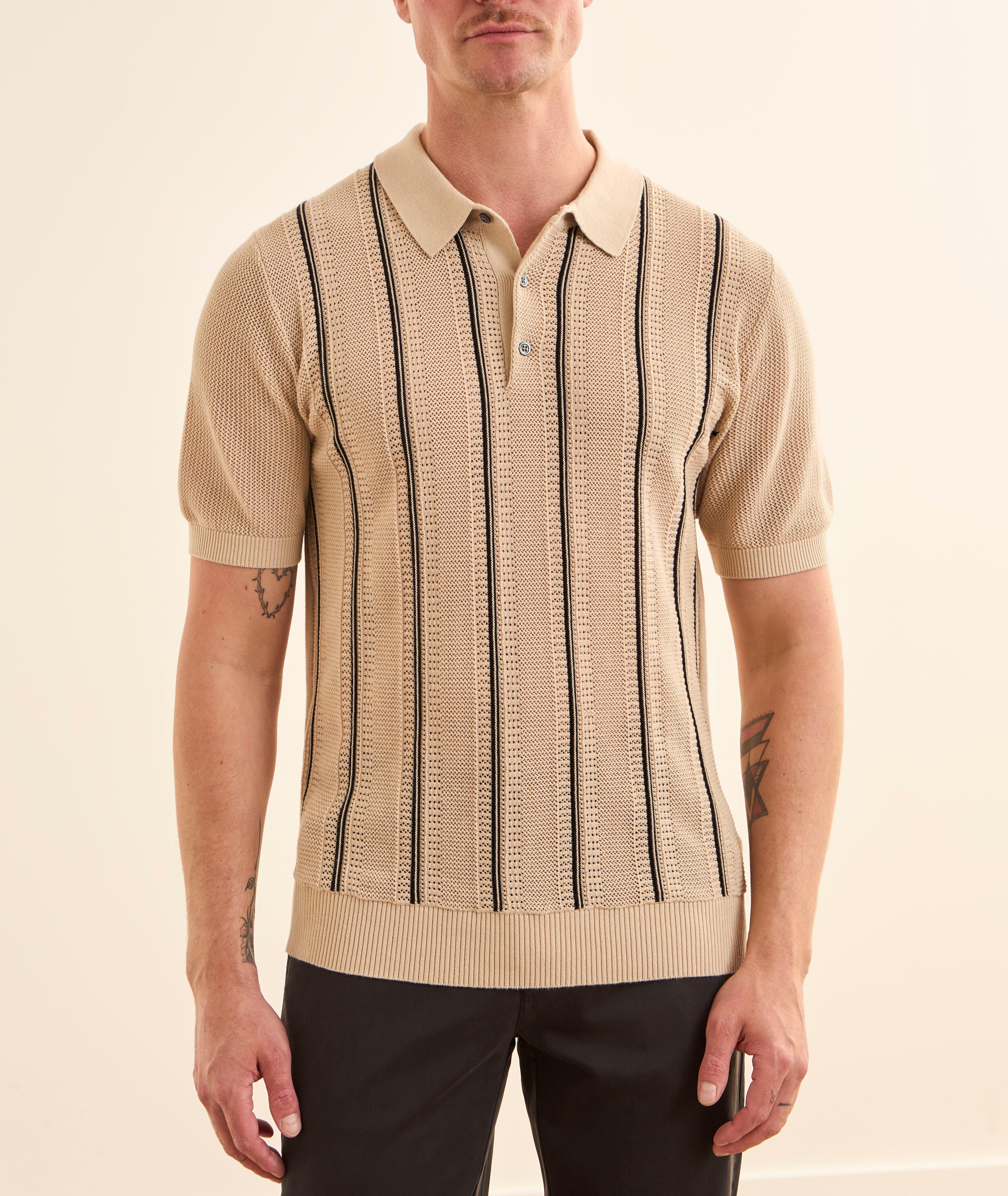 Striped Cotton Knit Polo image 1