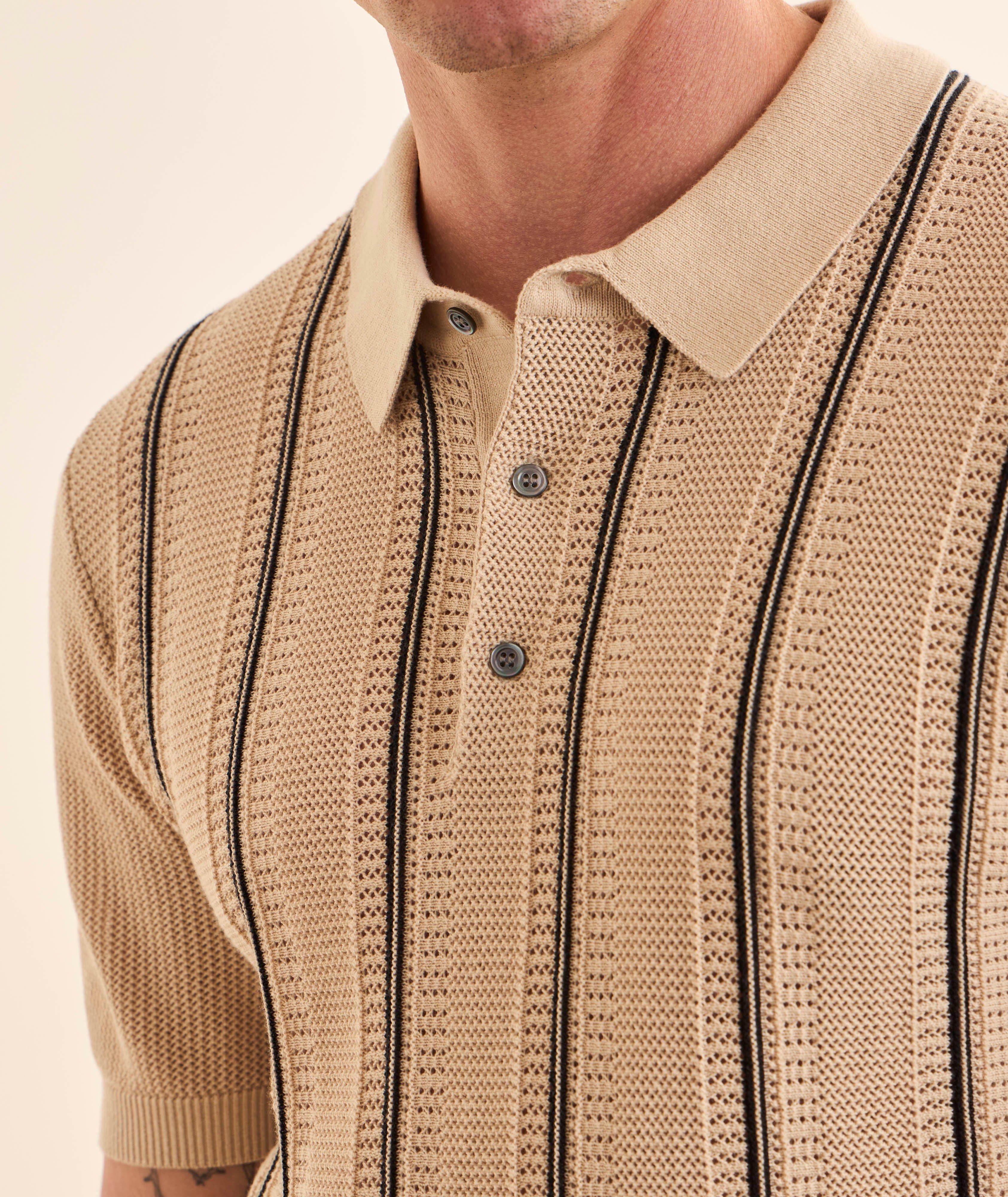 Striped Cotton Knit Polo image 3