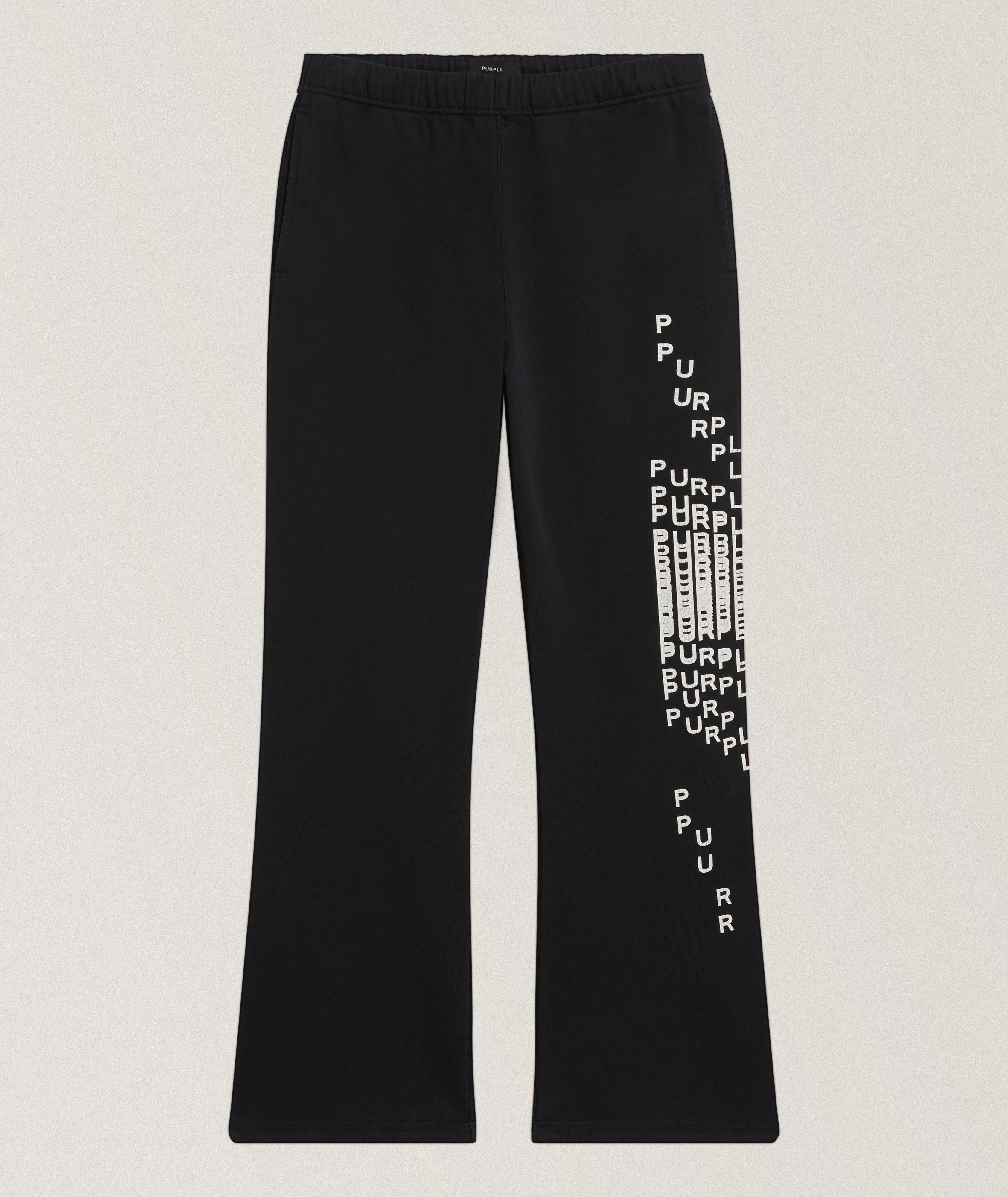Purple Brand Pantalon De Survêtement Évasé Logo Craquelé En Noir | Taille Homme TTG