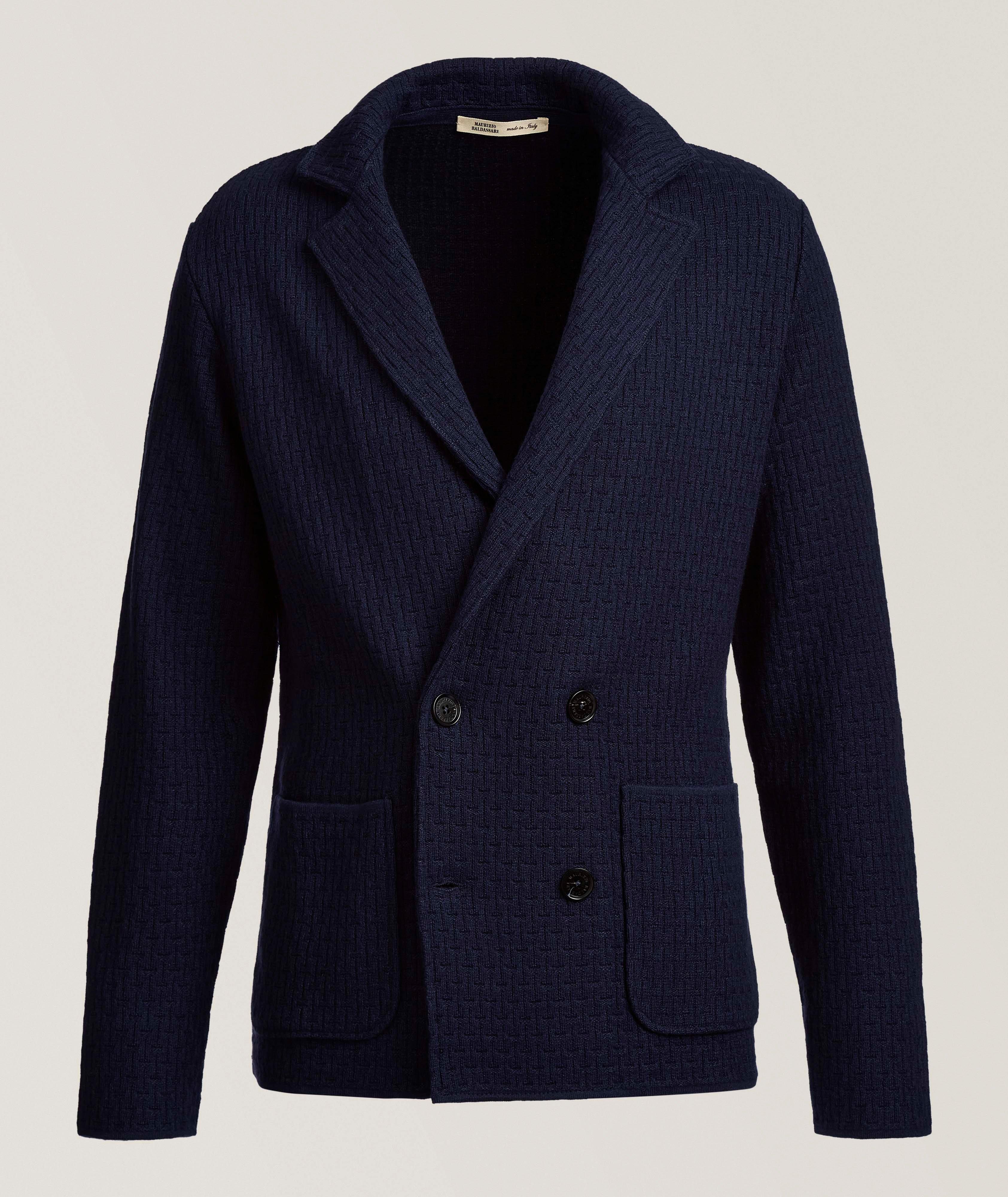 Basket Weave Silk-Blend Sweater Jacket