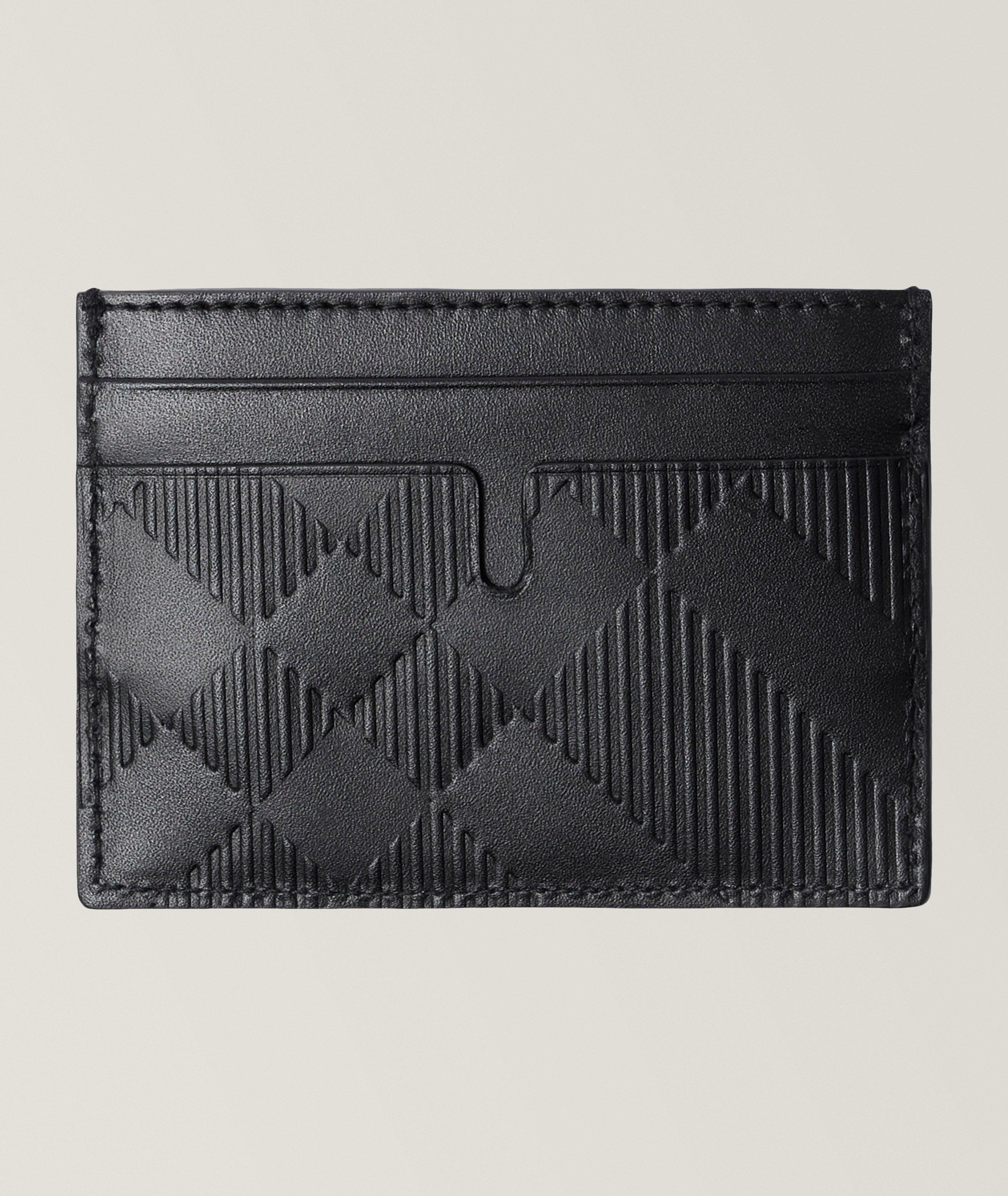 Embossed Check Leather Card Case