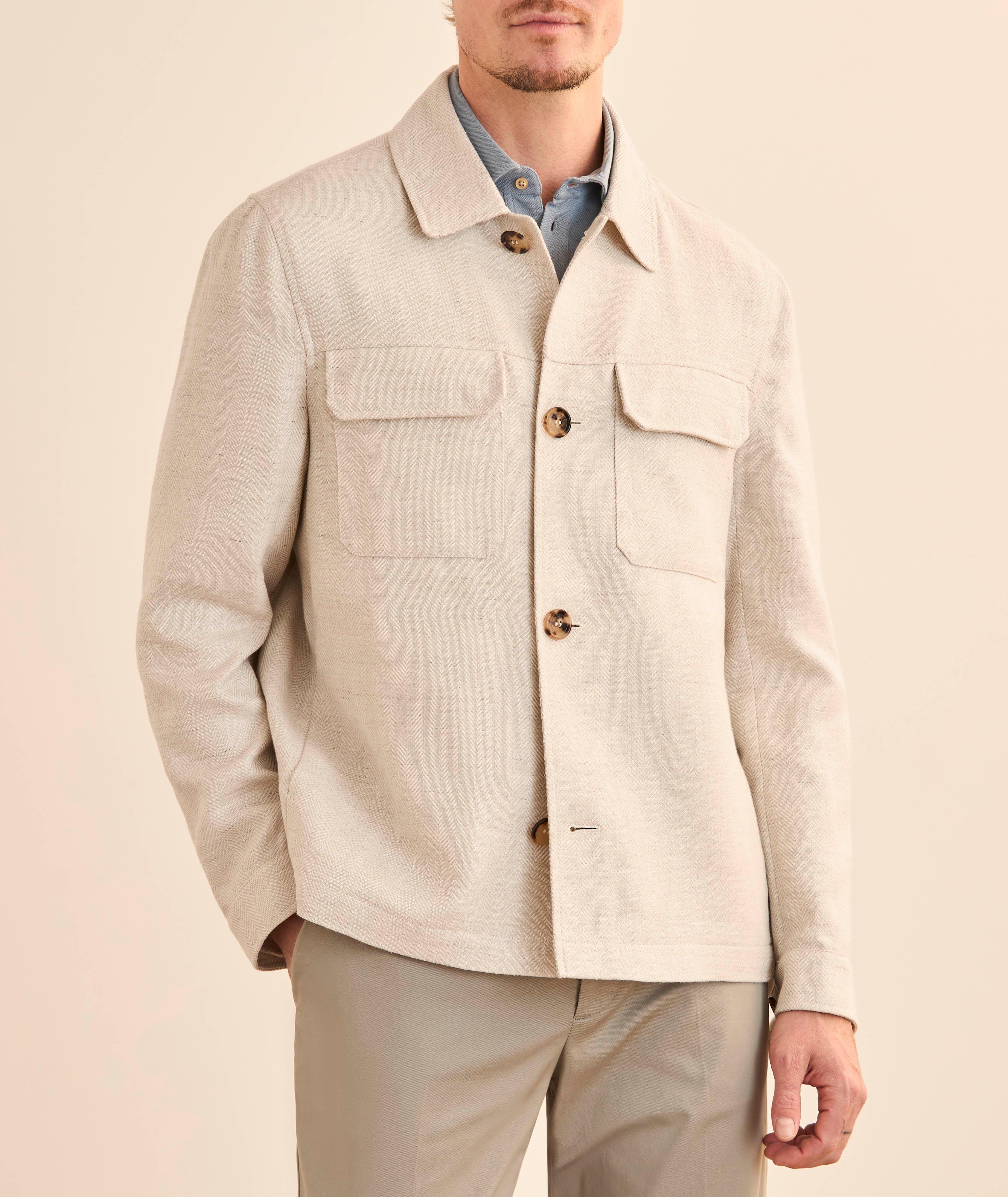 Veste chevrons mélange lin image 1