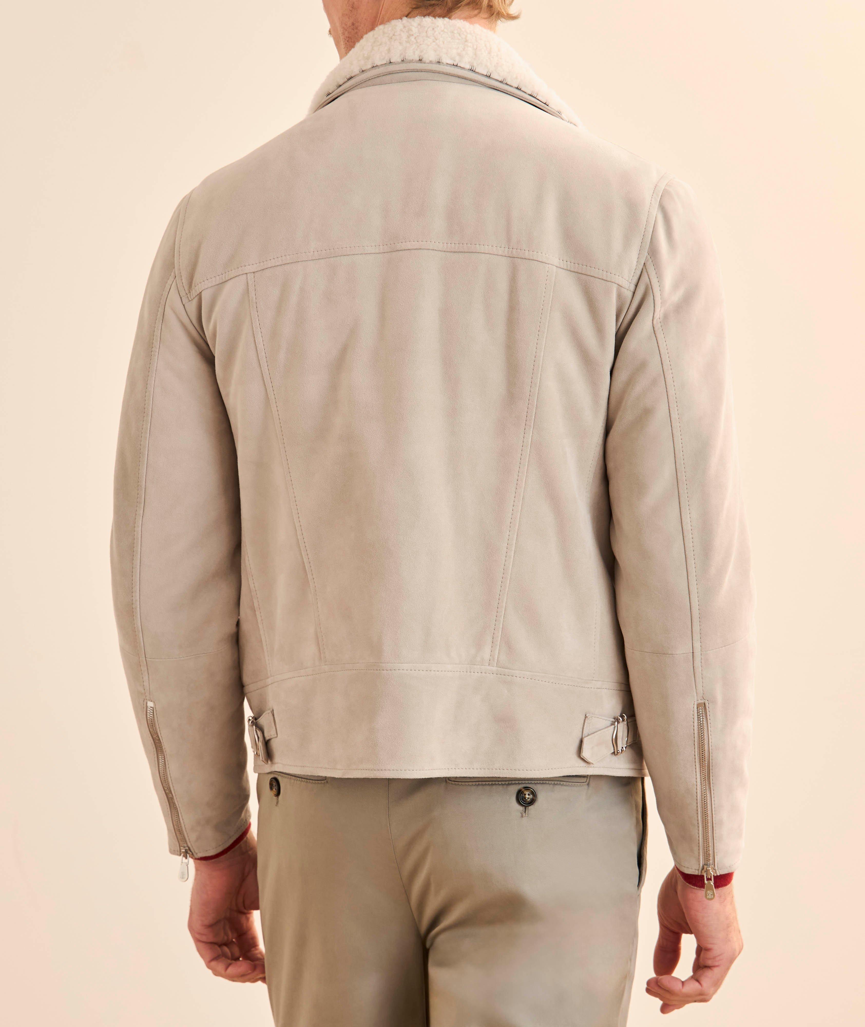 Veste biker cuir bordure fausse fourrure image 2