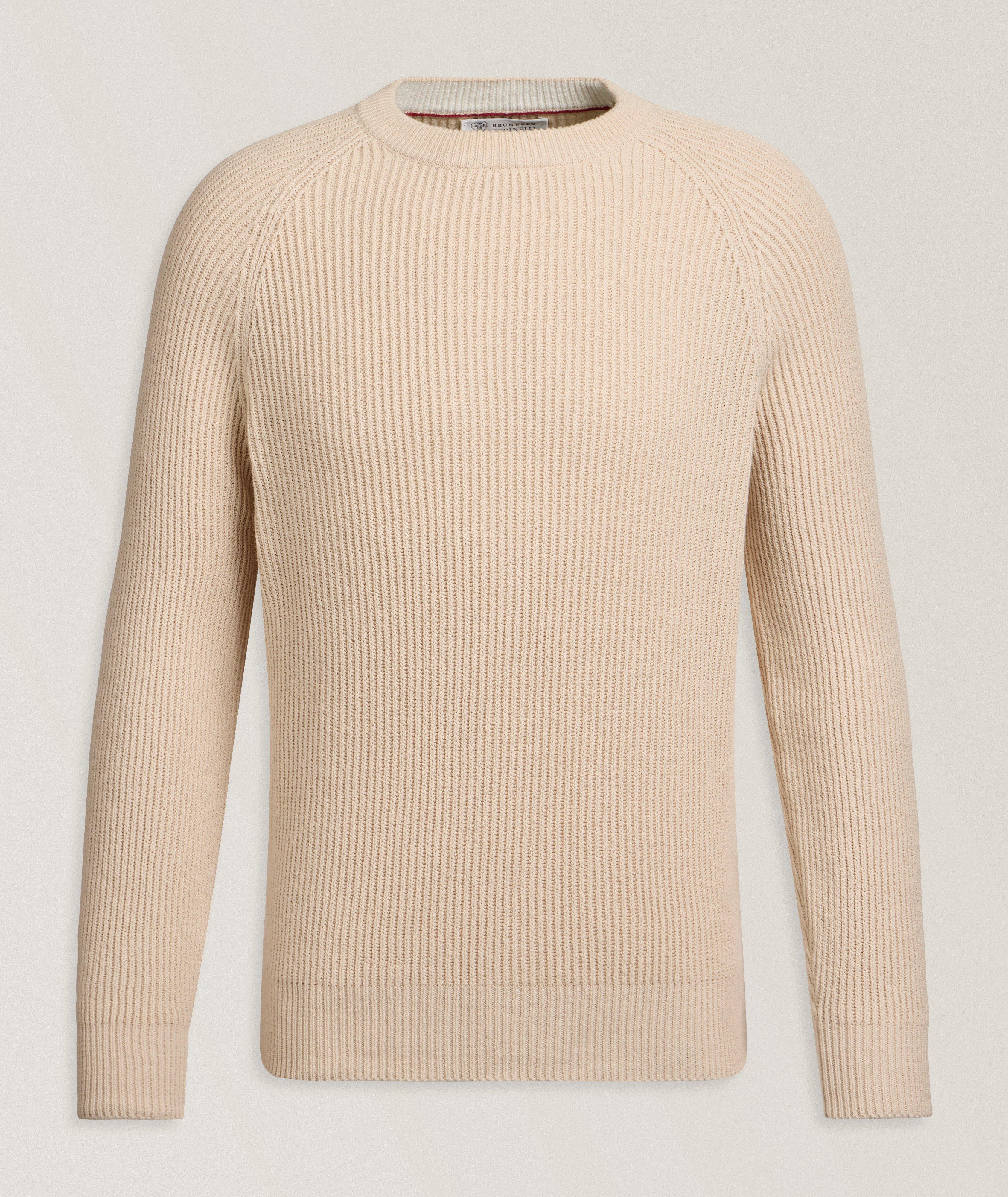 Brunello Cucinelli Ribbed Raglan Cotton Crewneck Sweater
