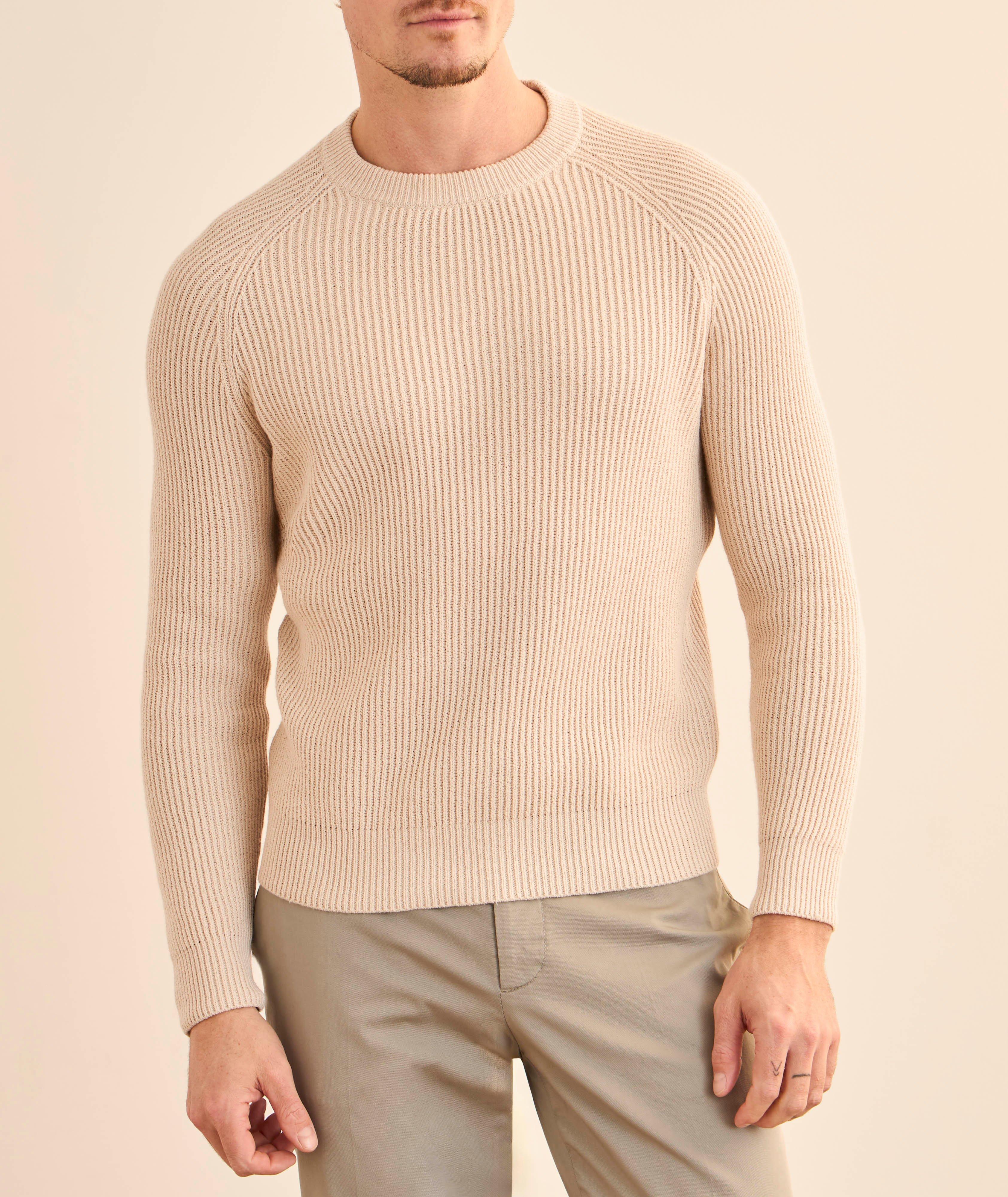 Ribbed Raglan Cotton Crewneck Sweater image 1