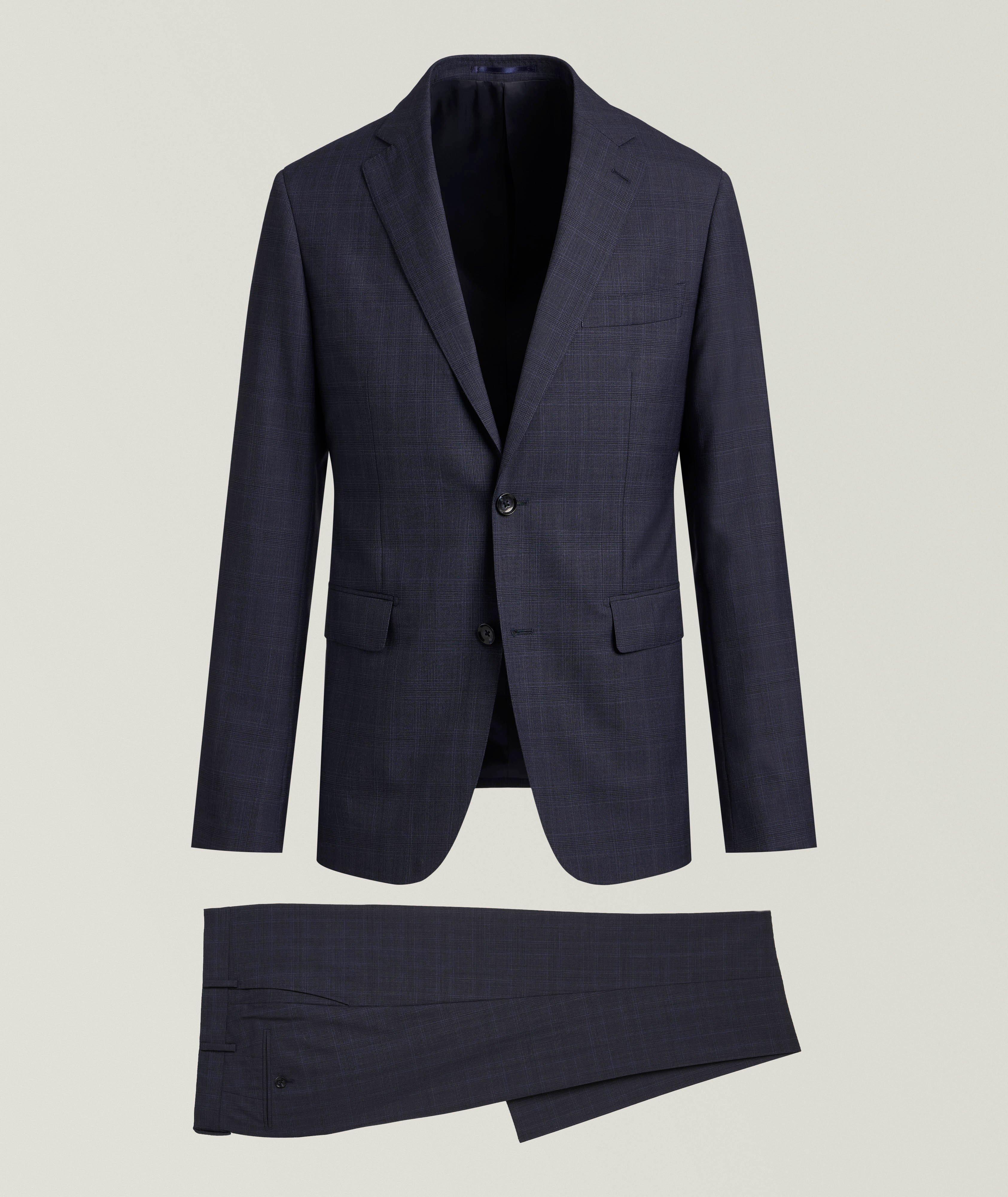 Slim-Fit Plaid Wool Suit