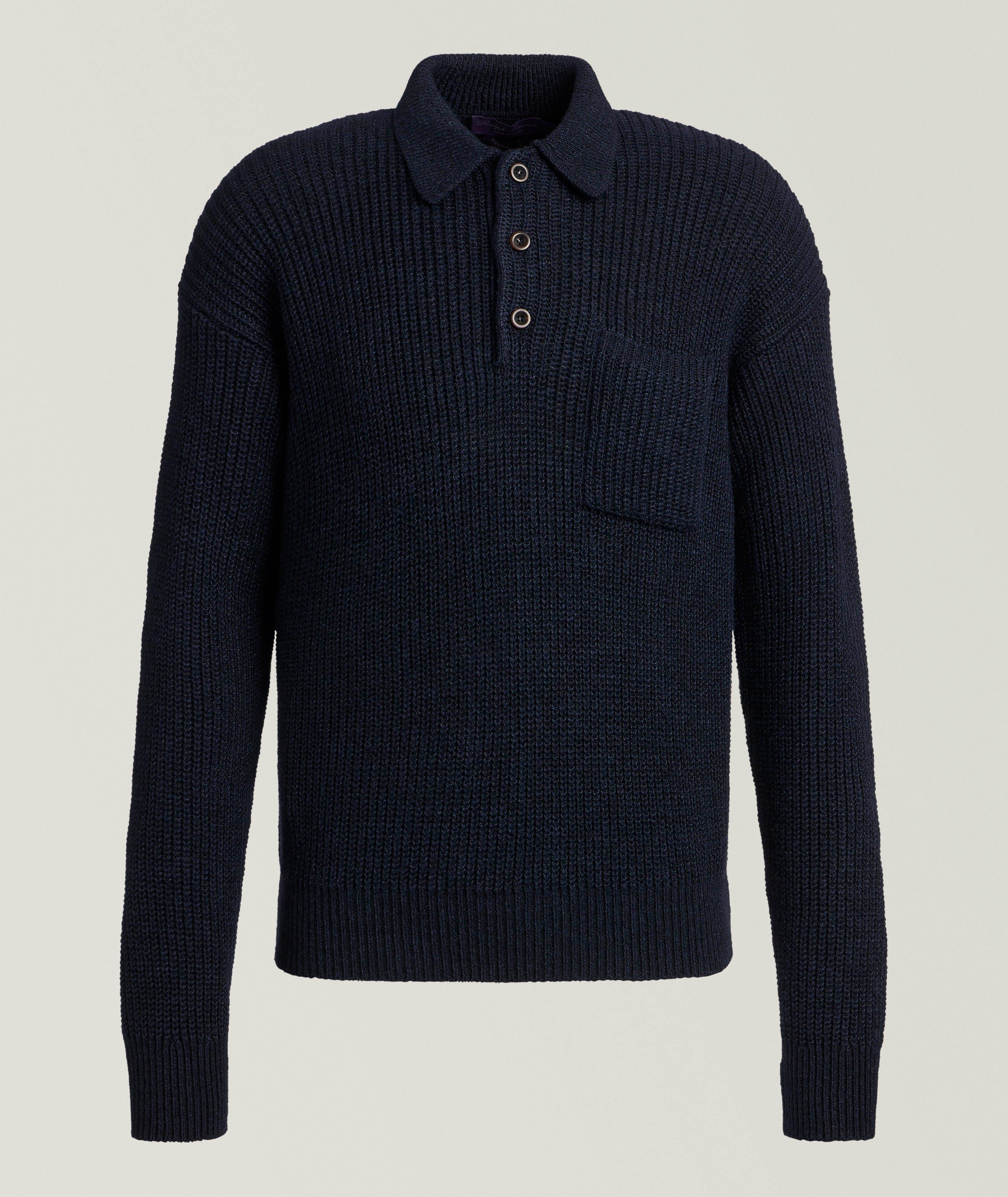 Silk-Linen Polo Sweater