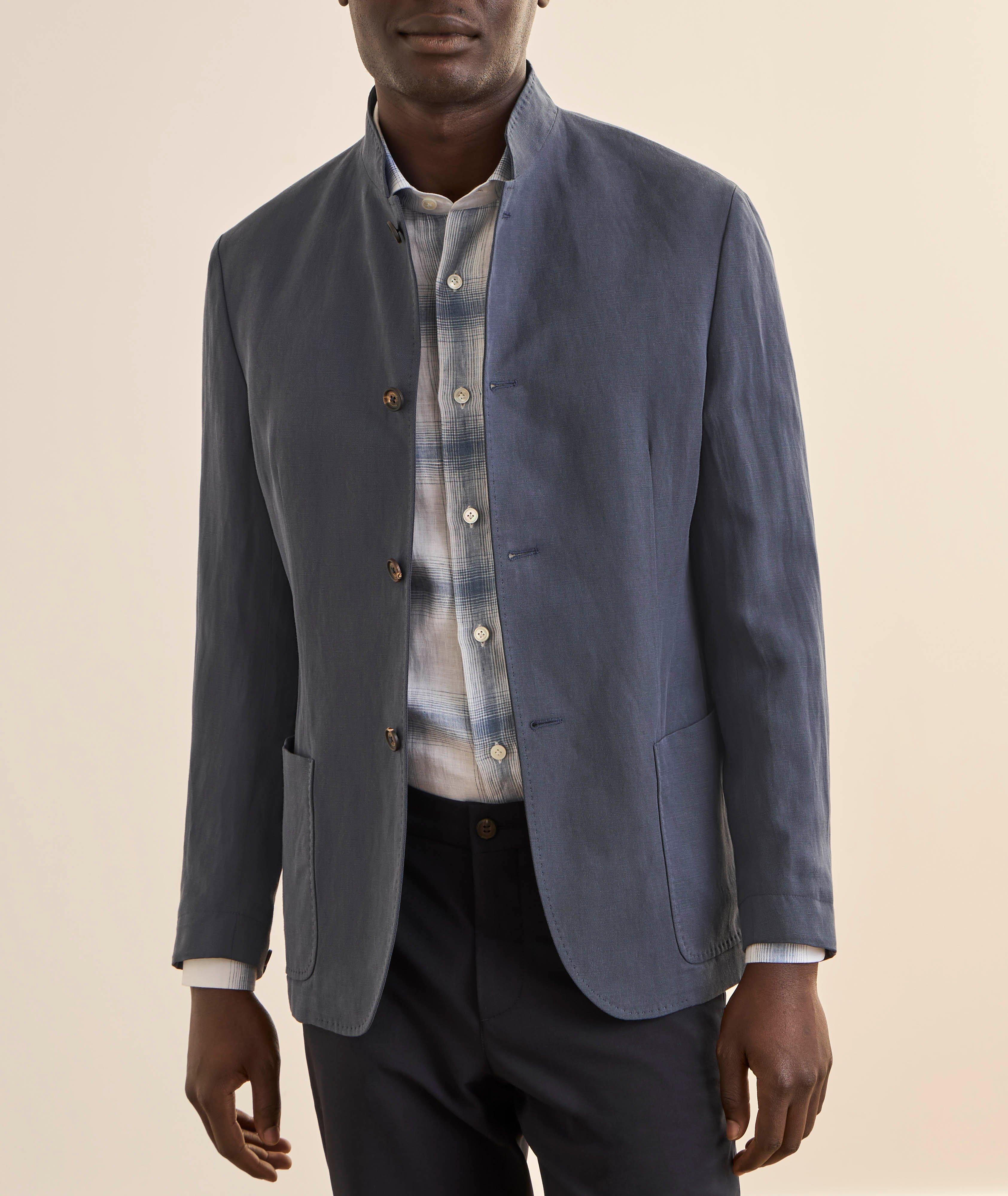 Mandarin Collar Lyocell-Linen Sport Jacket image 1