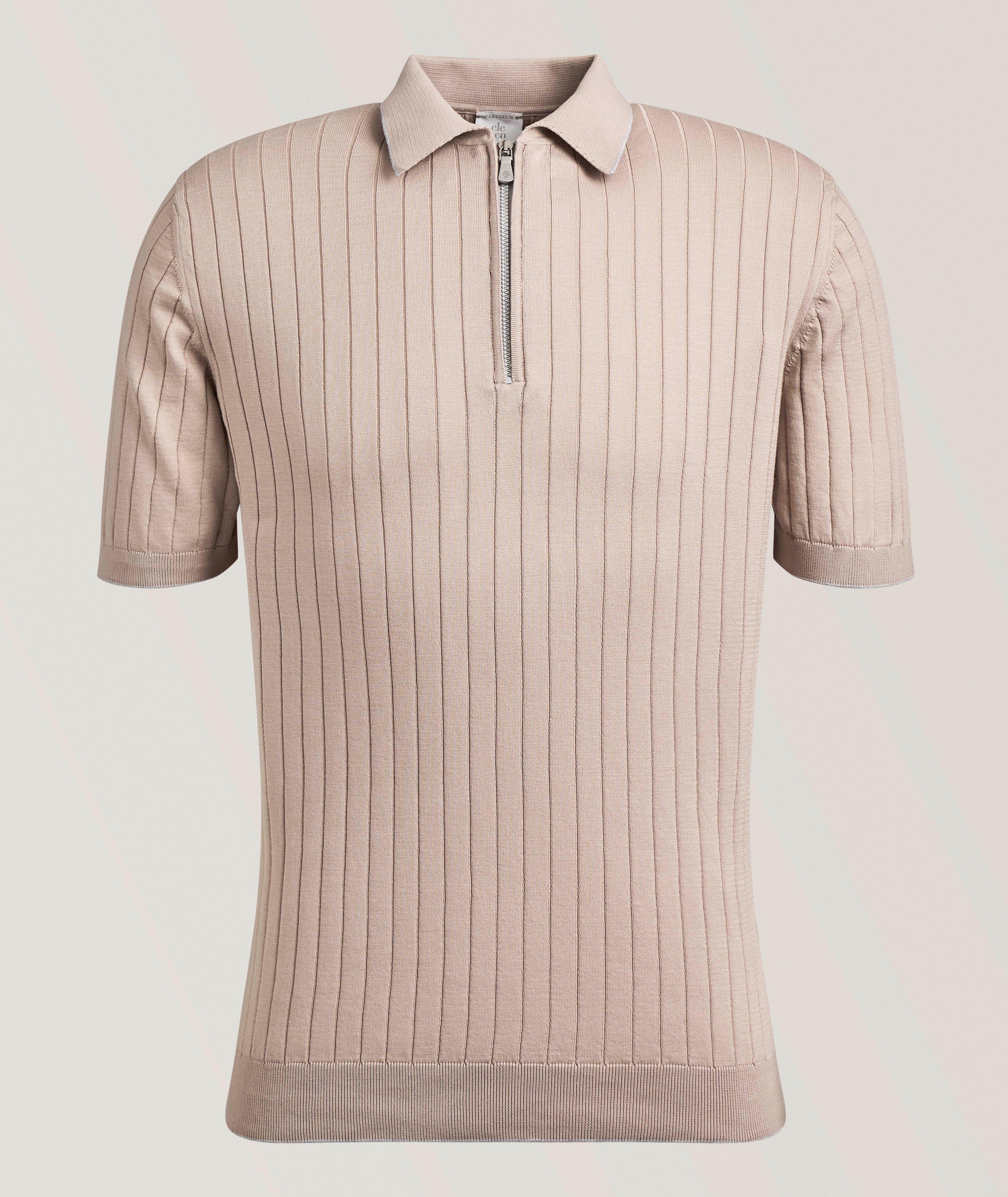 Eleventy Polo coton côtelé zippé