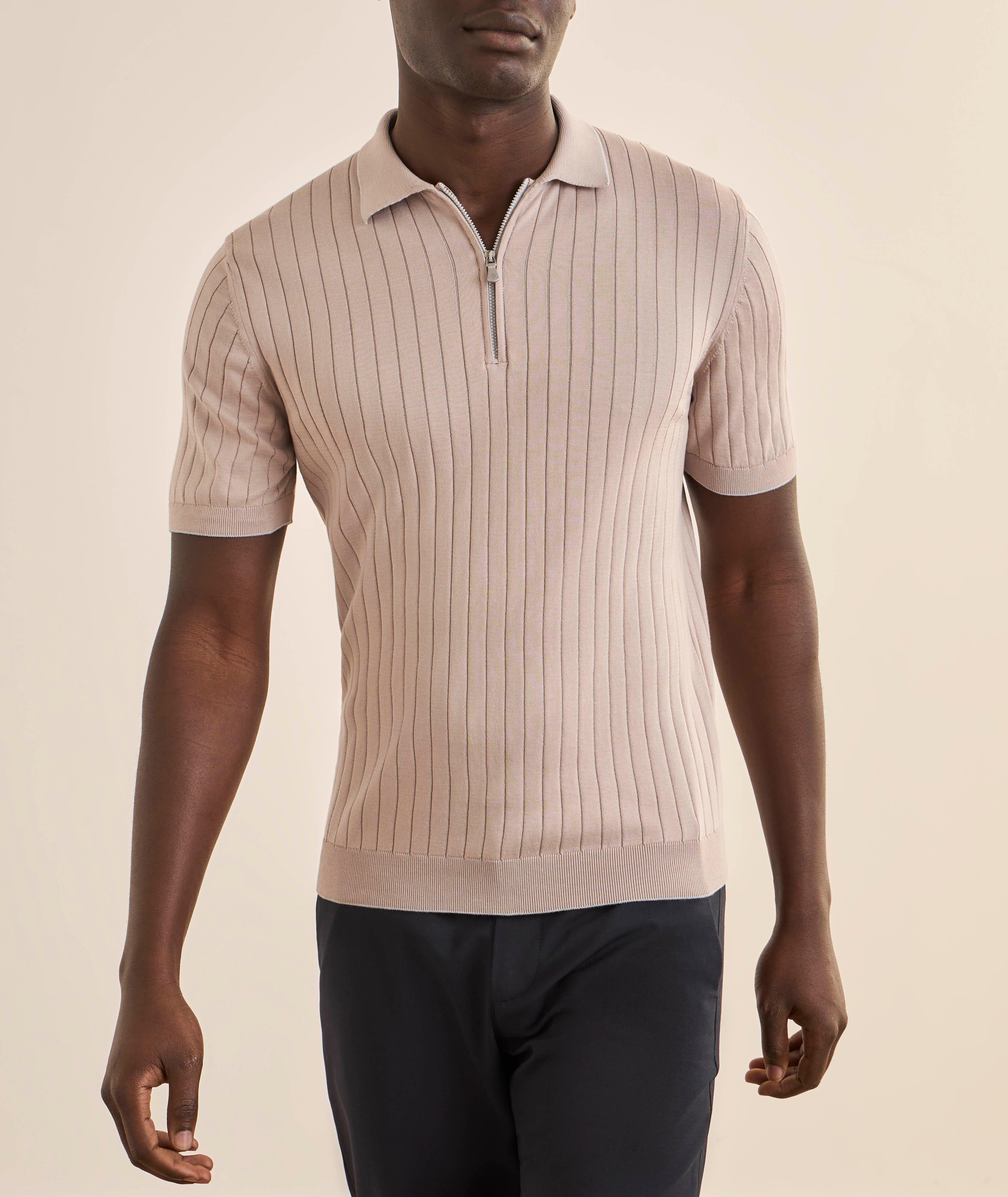 Polo coton côtelé zippé image 1