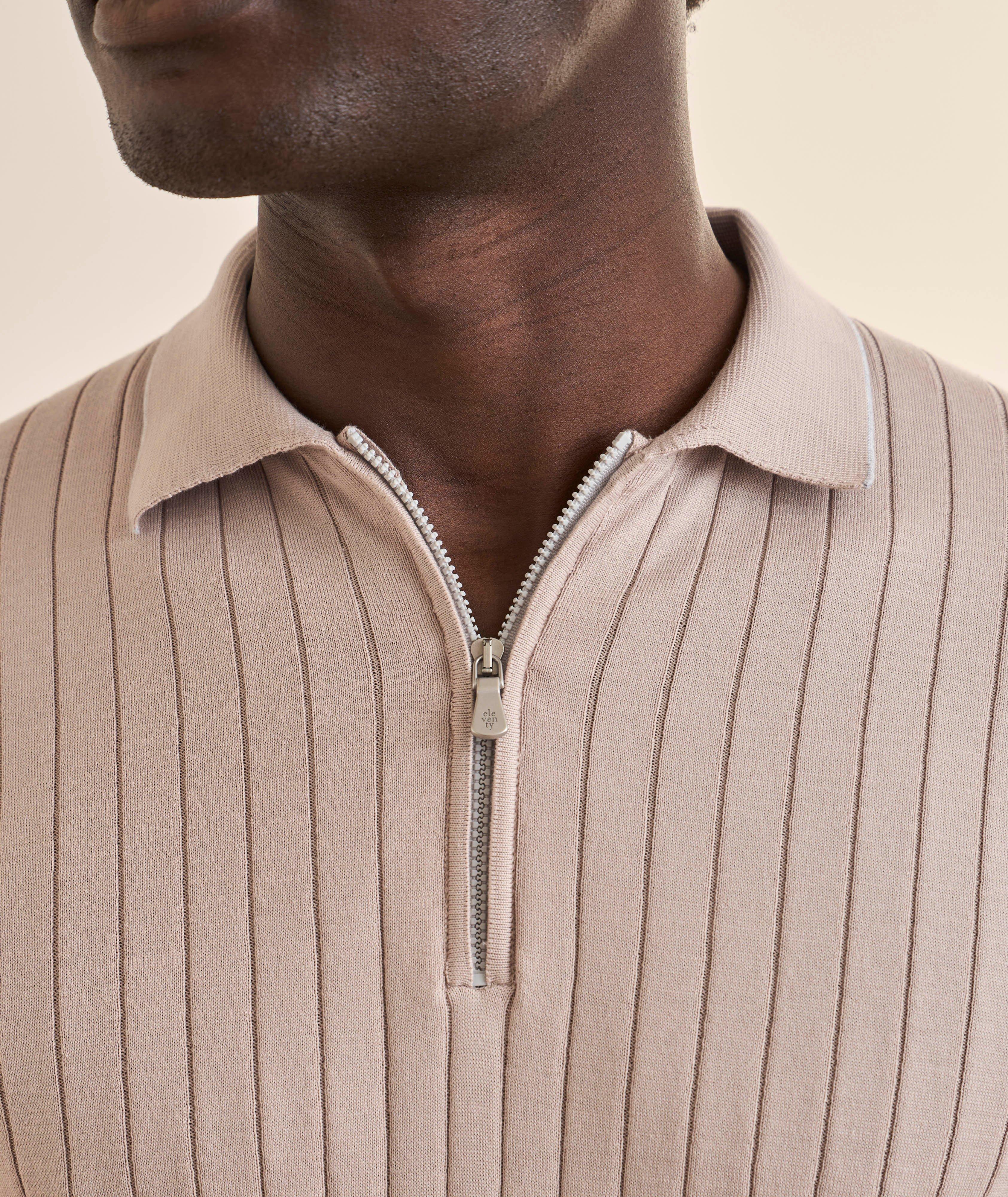Polo coton côtelé zippé image 3