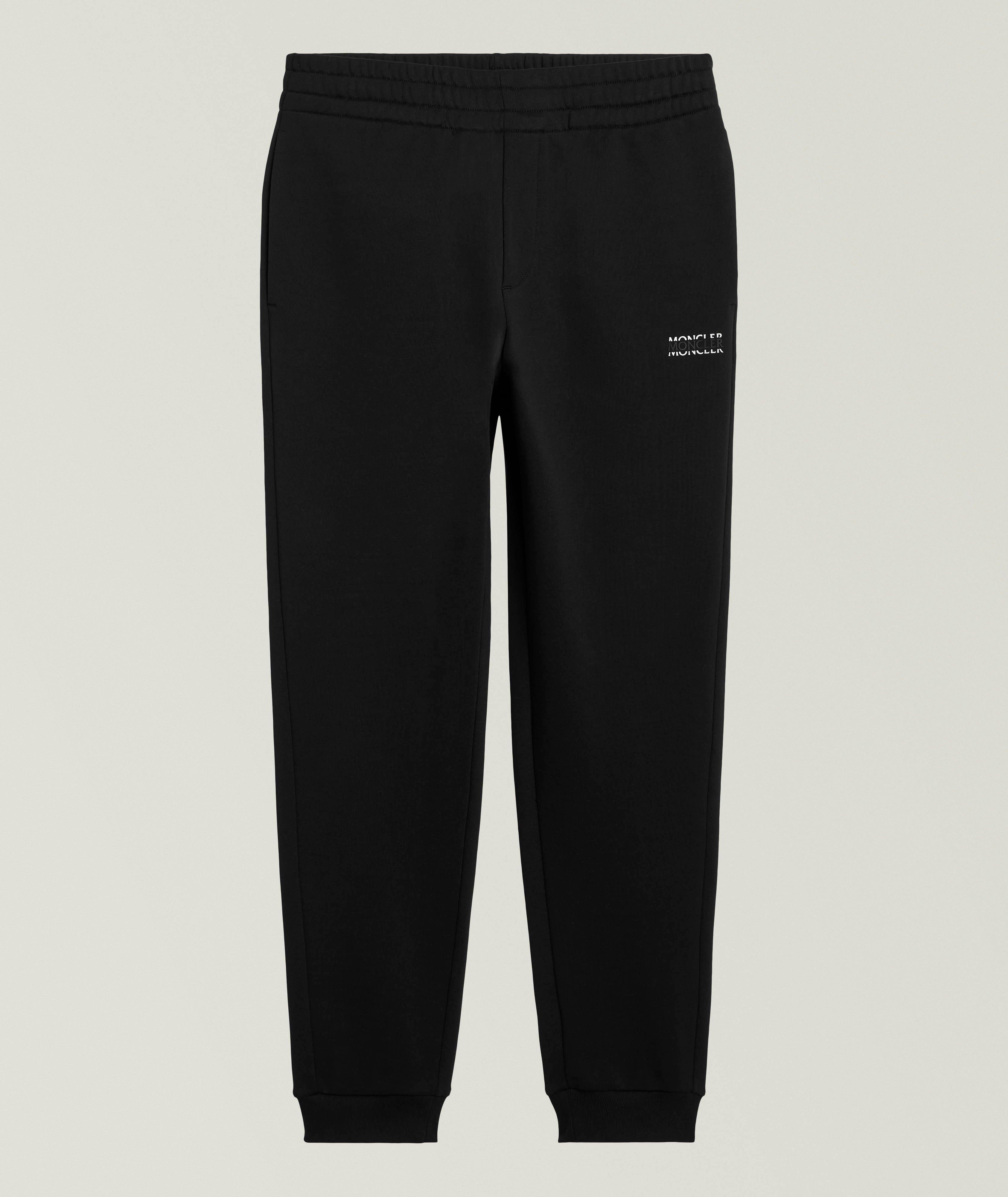 Moncler Pantalon De Survêtement Coton Molleton Logo En Noir | Taille Homme Grand