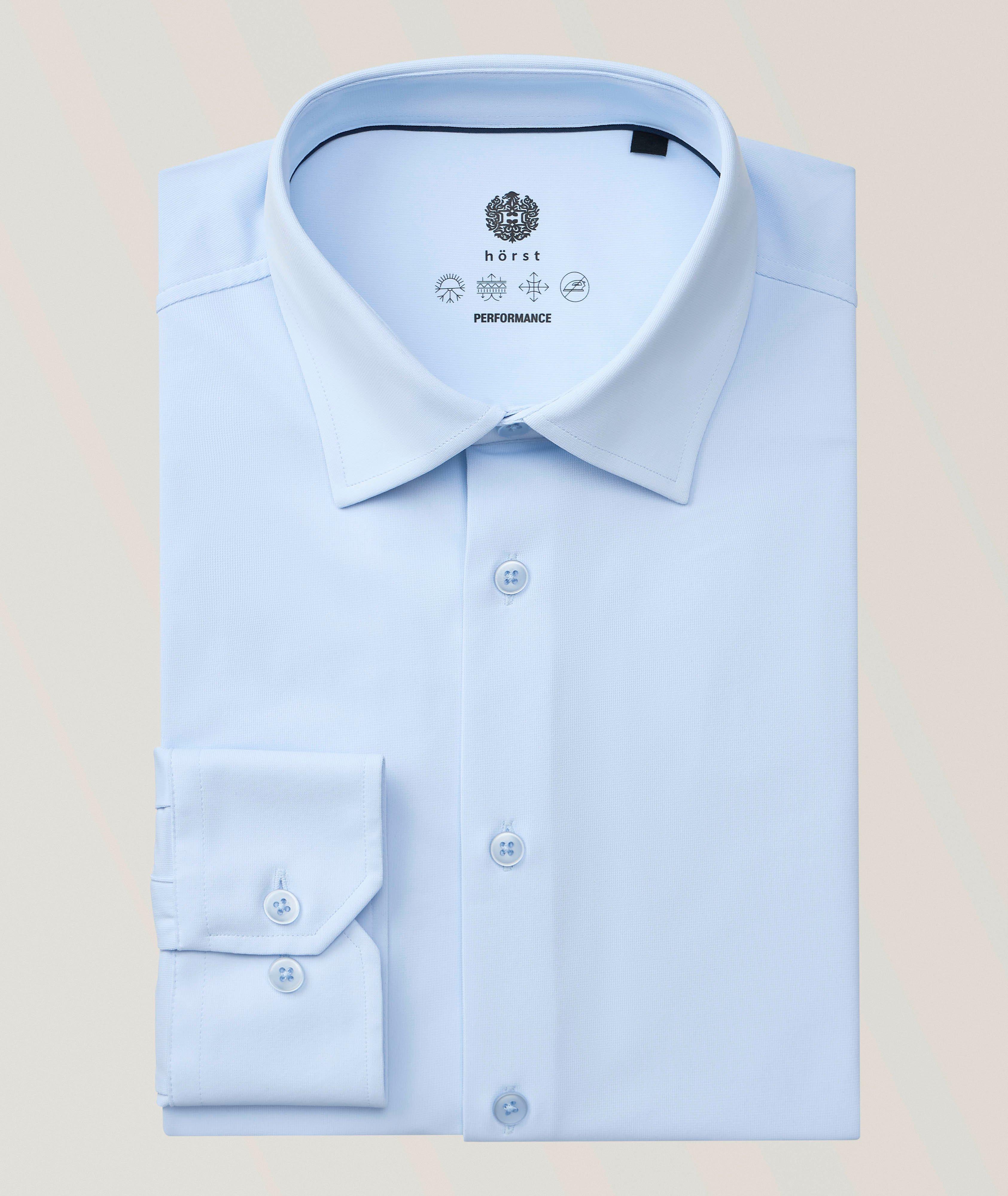 slim fit dress slacks Comfort Stretch Non-Iron Solid Dress Shirt with Contrast Trim main image 1