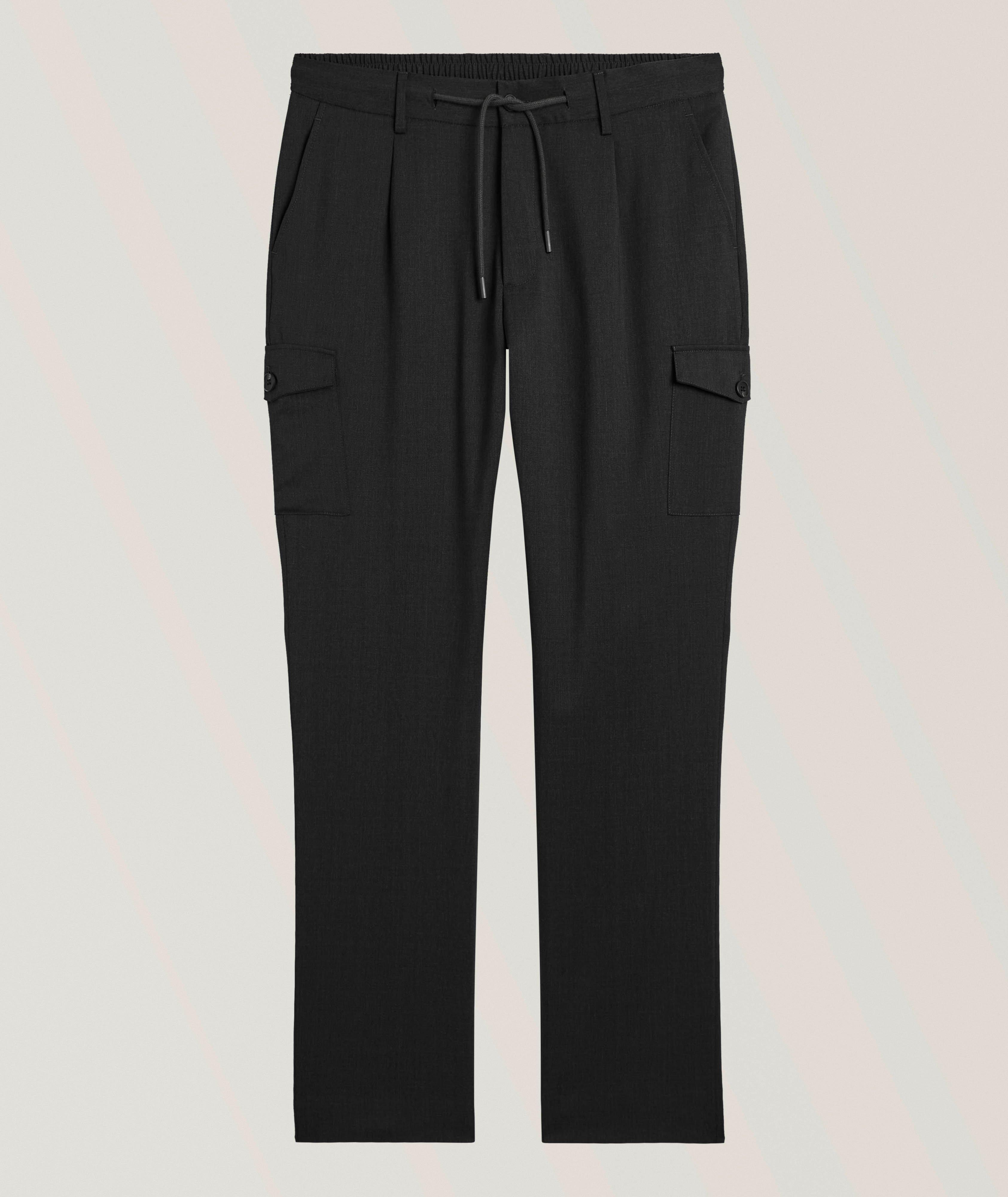 Patrick Assaraf Slim Wool-Blend Drawstring Cargo Pants