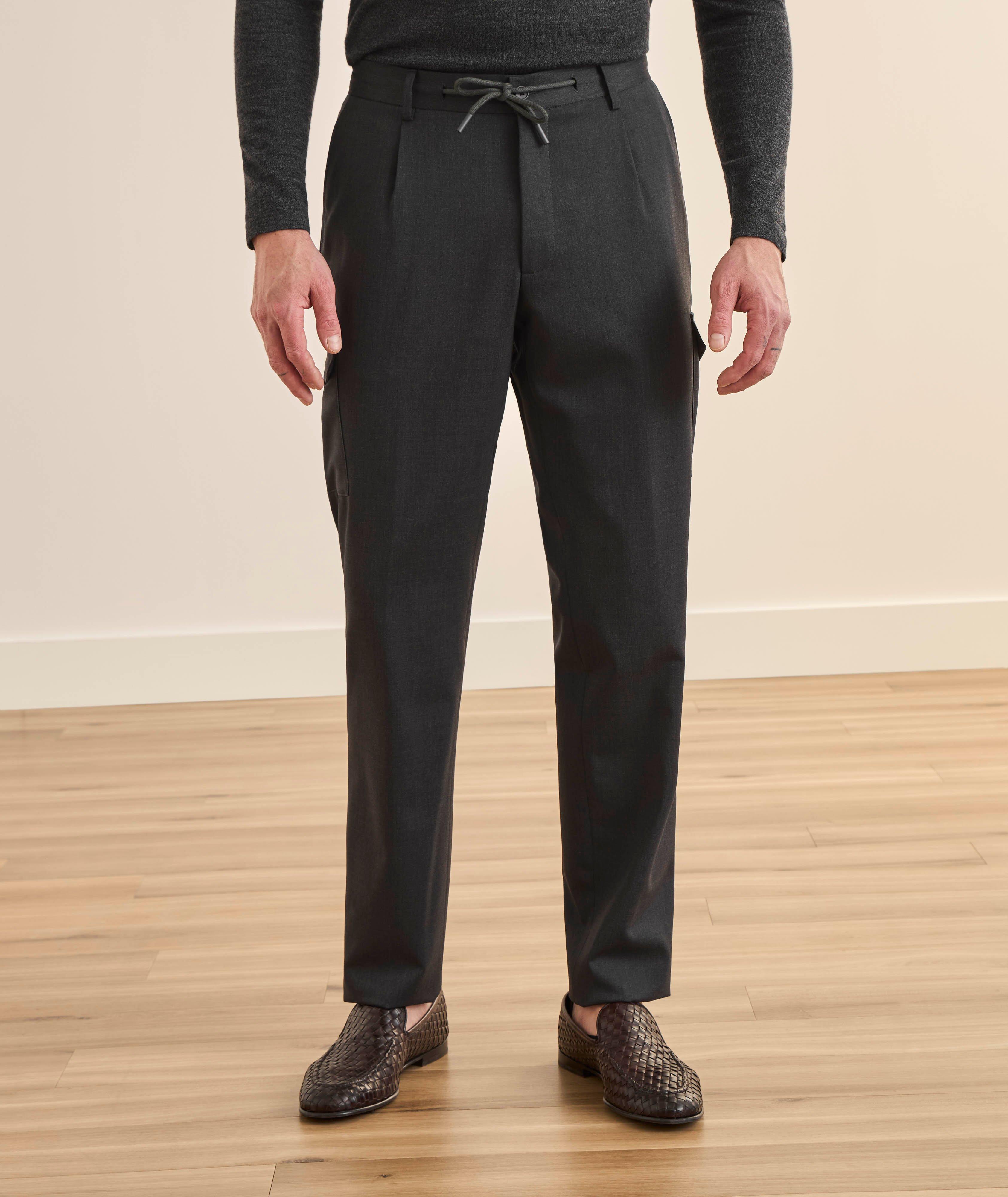 Slim Wool-Blend Drawstring Cargo Pants image 1