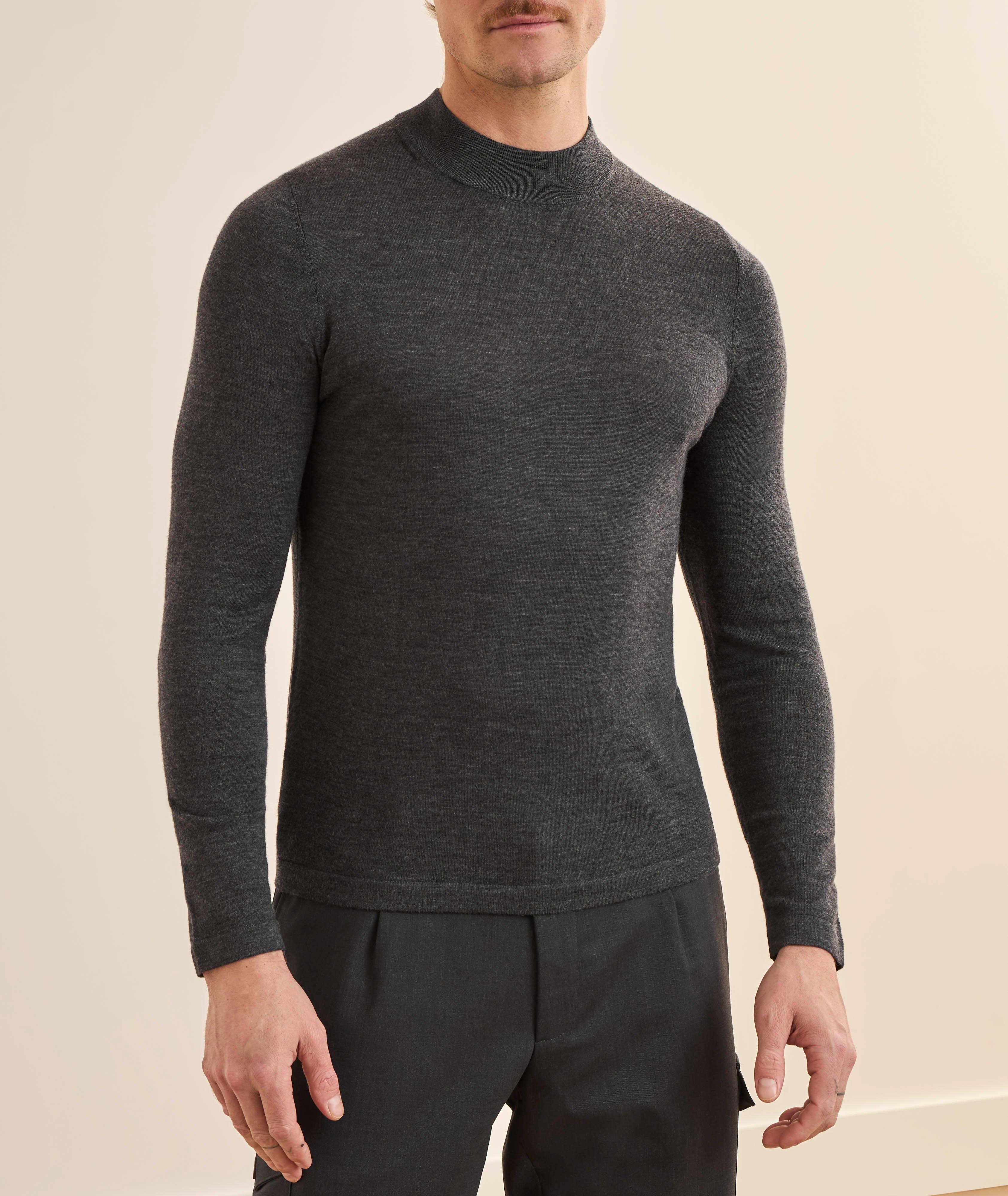 Pull laine mérinos extra-fine col montant image 1