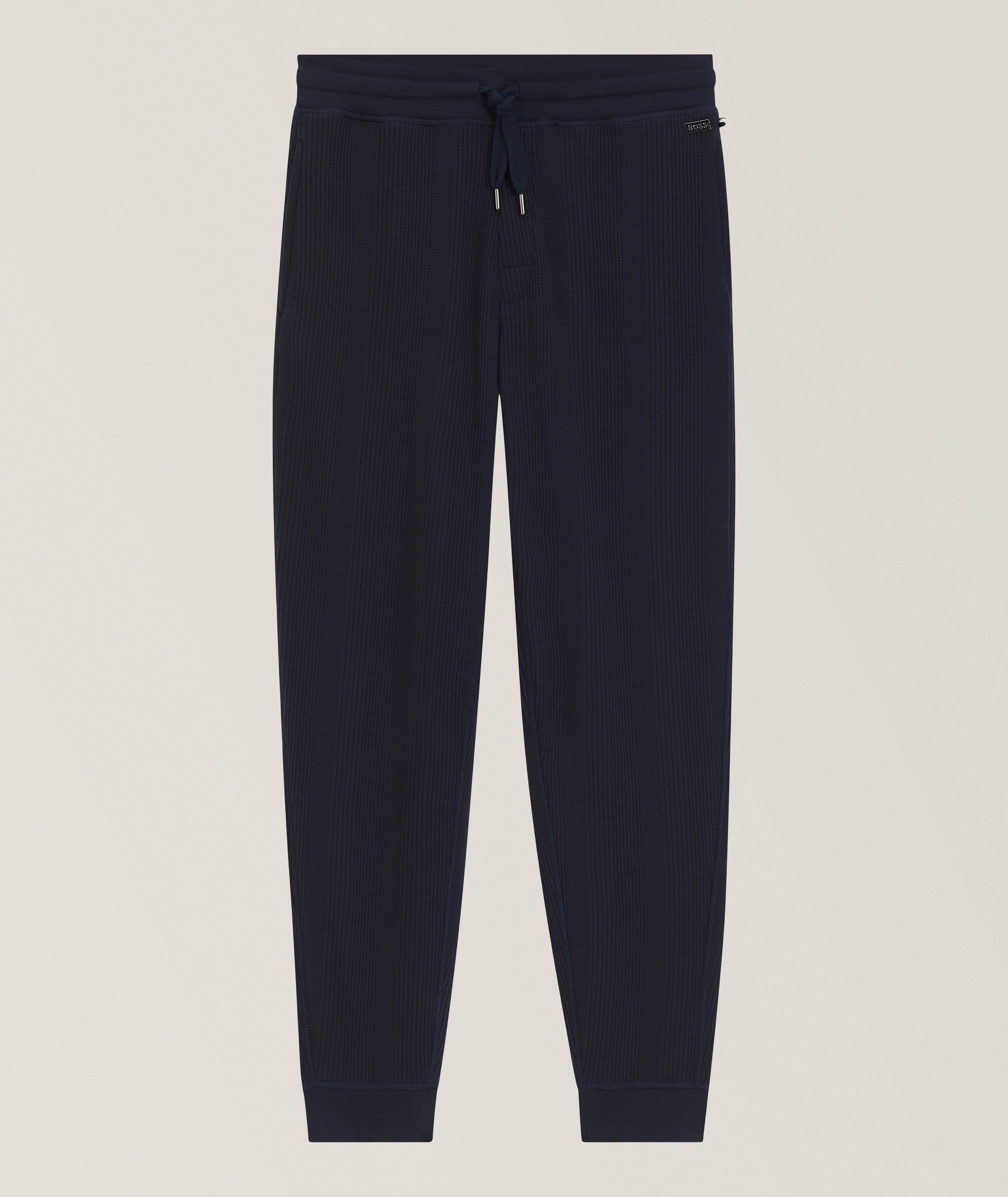 BOSS Pantalon De Survêtement Coton-Mélange Gaufré En Bleu | Taille Homme TG