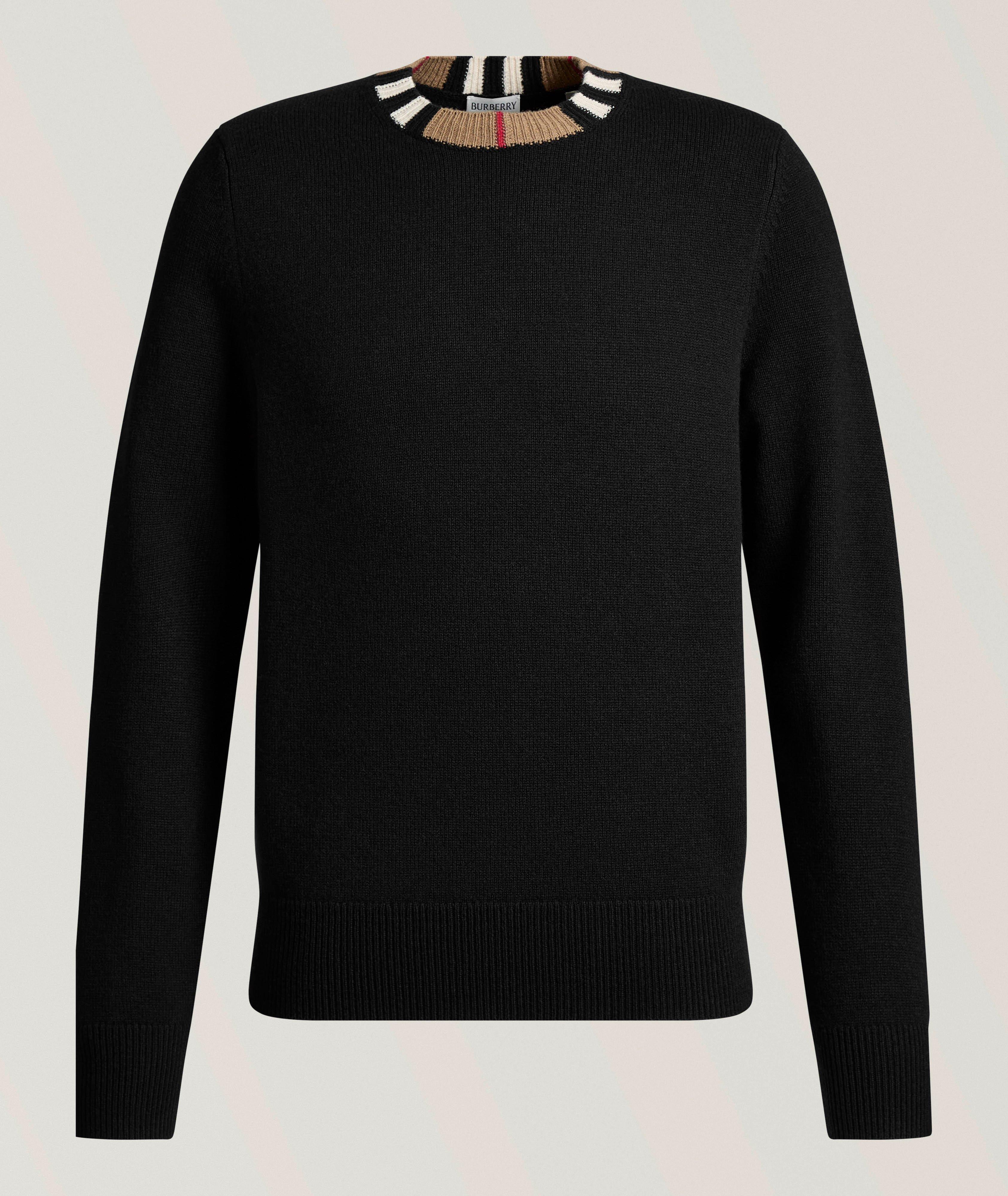 Checked Crewneck Wool-Cashmere Sweater image 0