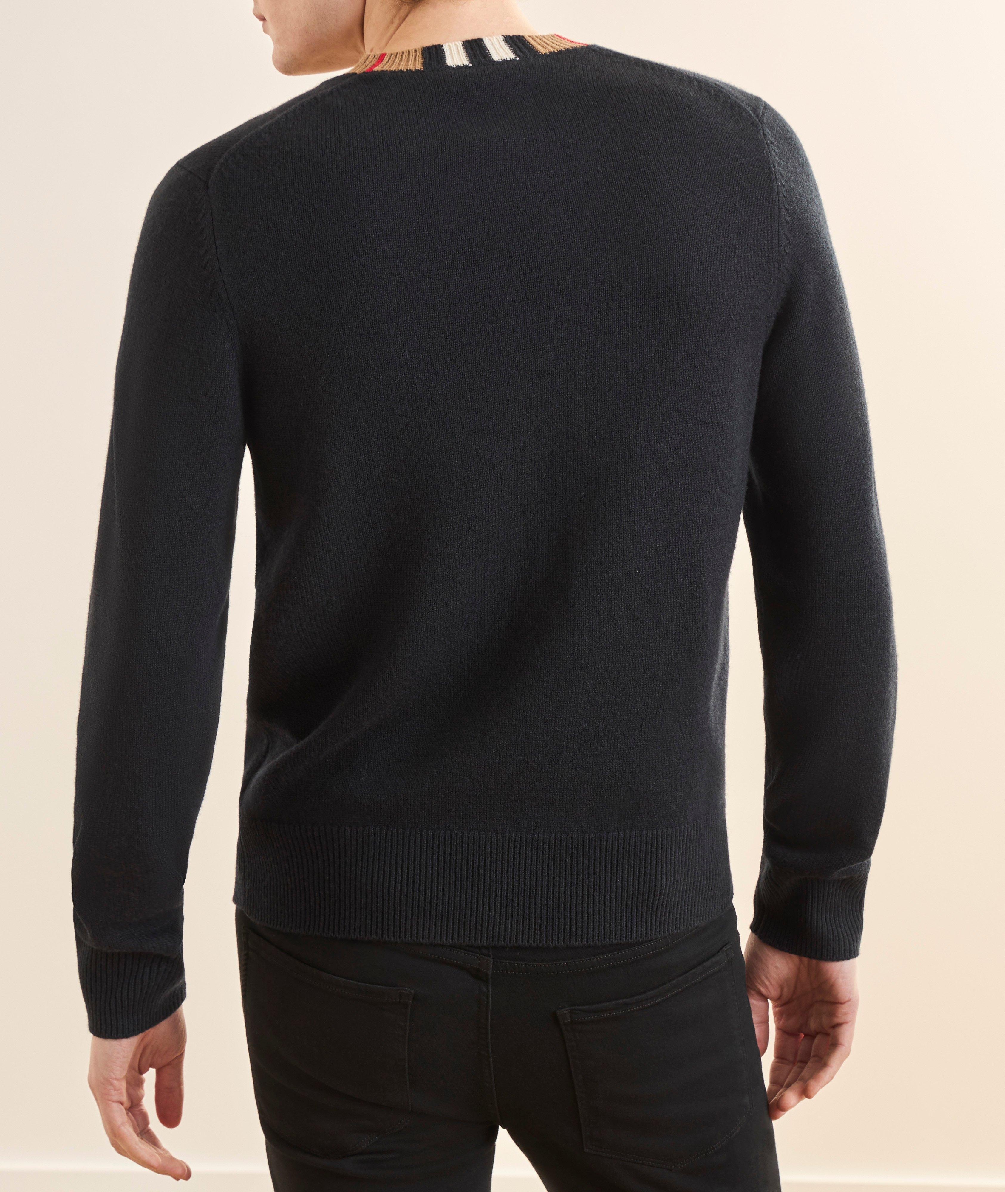 Checked Crewneck Wool-Cashmere Sweater image 2
