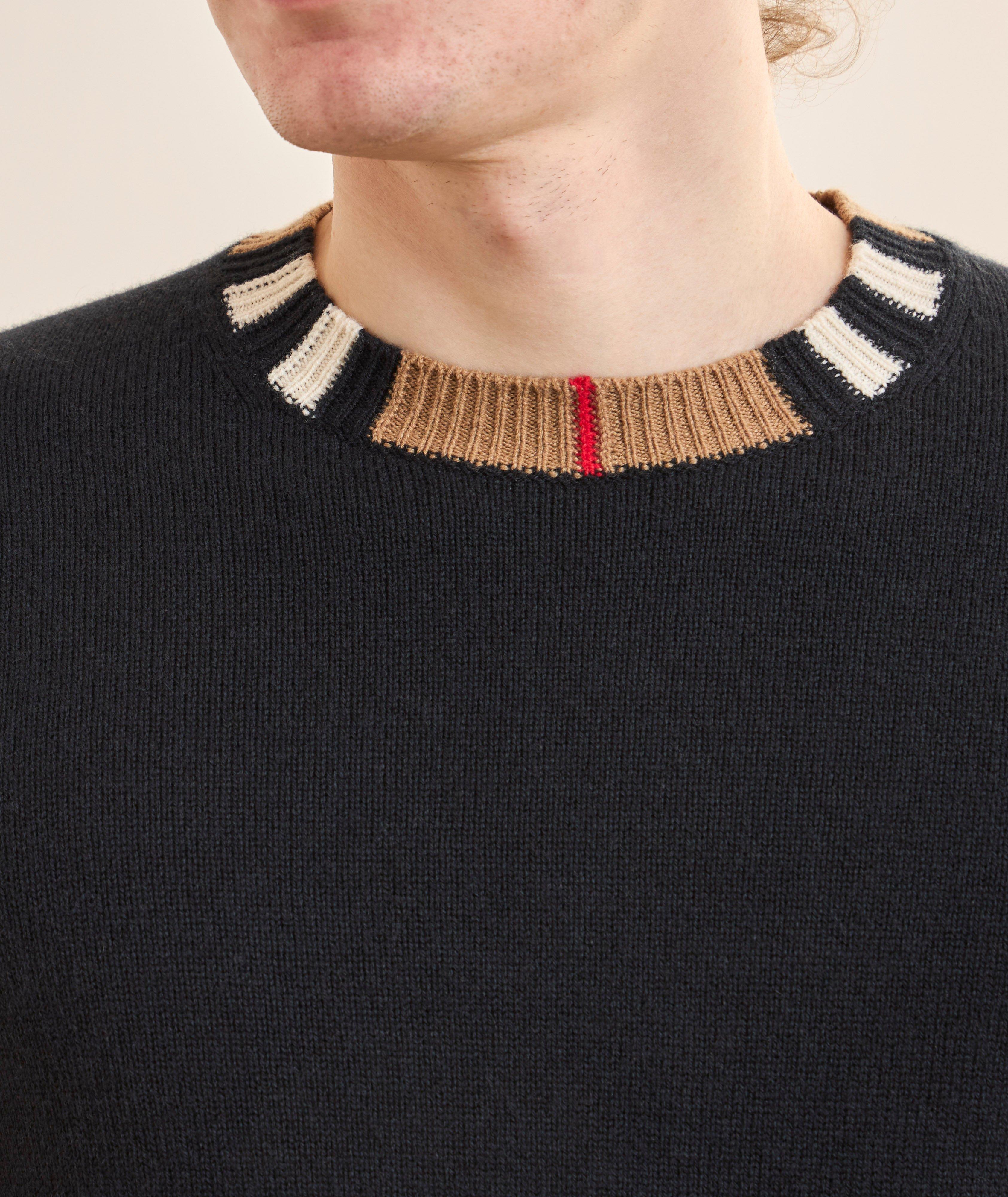 Checked Crewneck Wool-Cashmere Sweater image 3