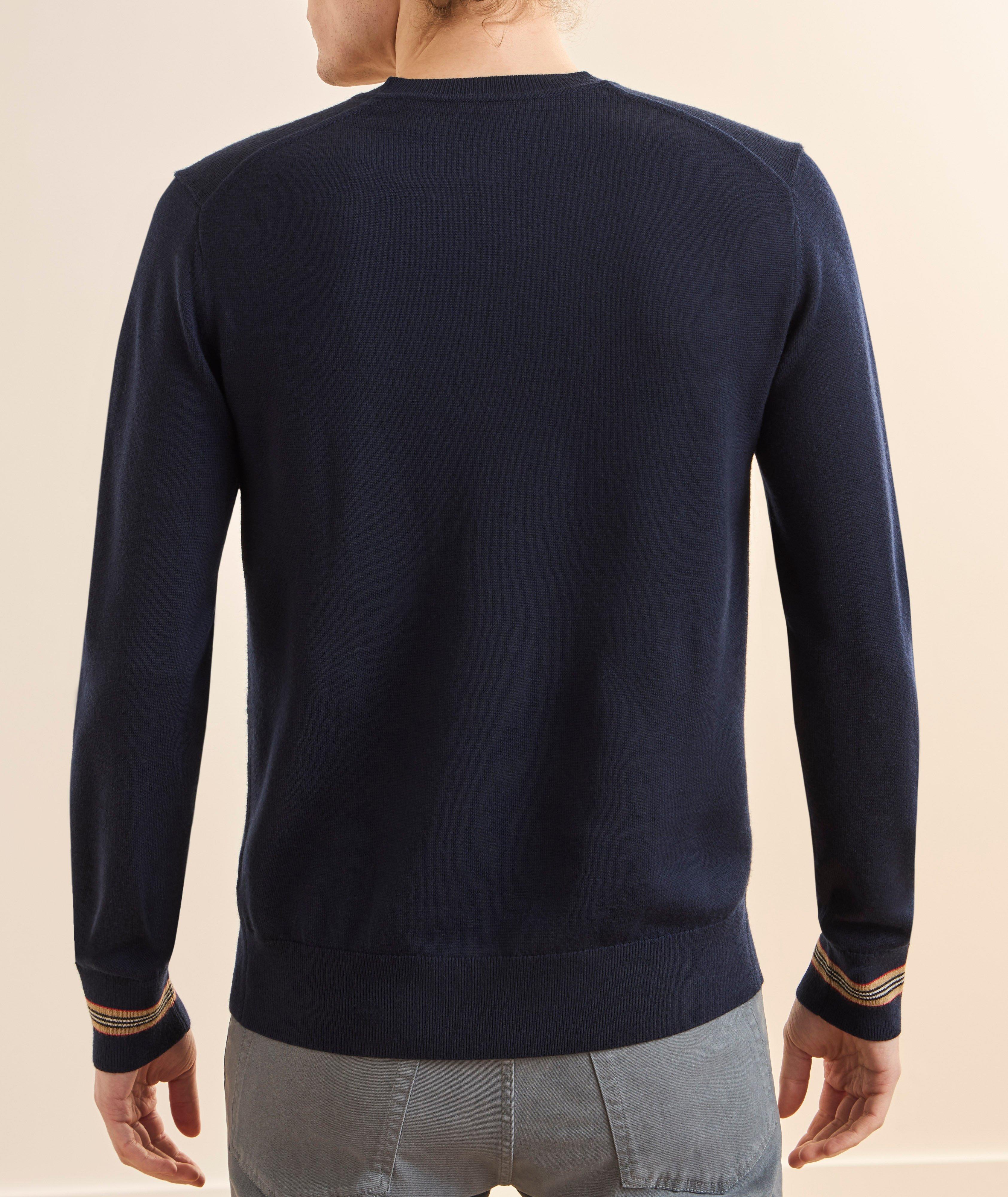 Striped Cuffs Wool Sweater image 2