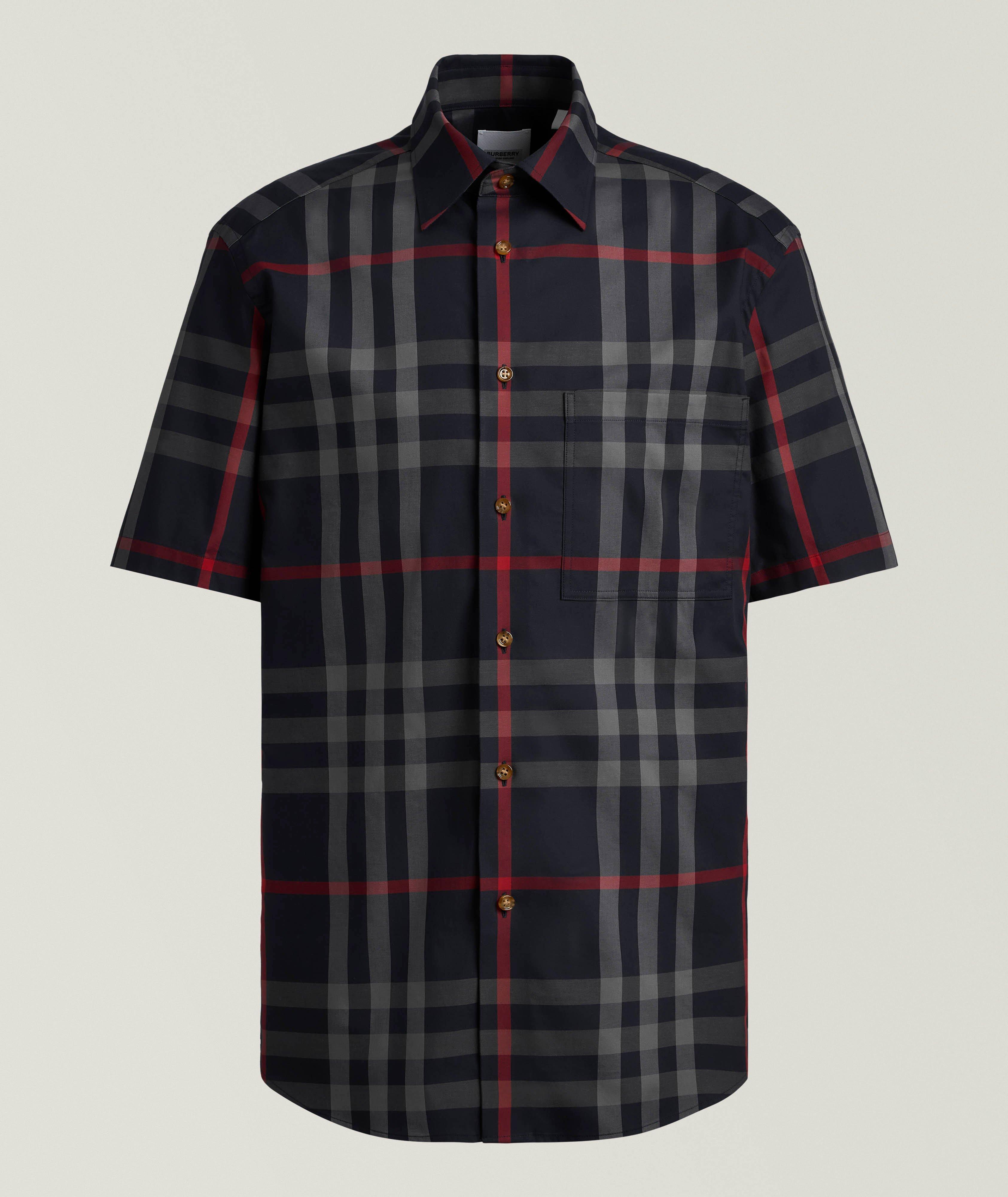 Burberry Checked Cotton Poplin Camp Shirt