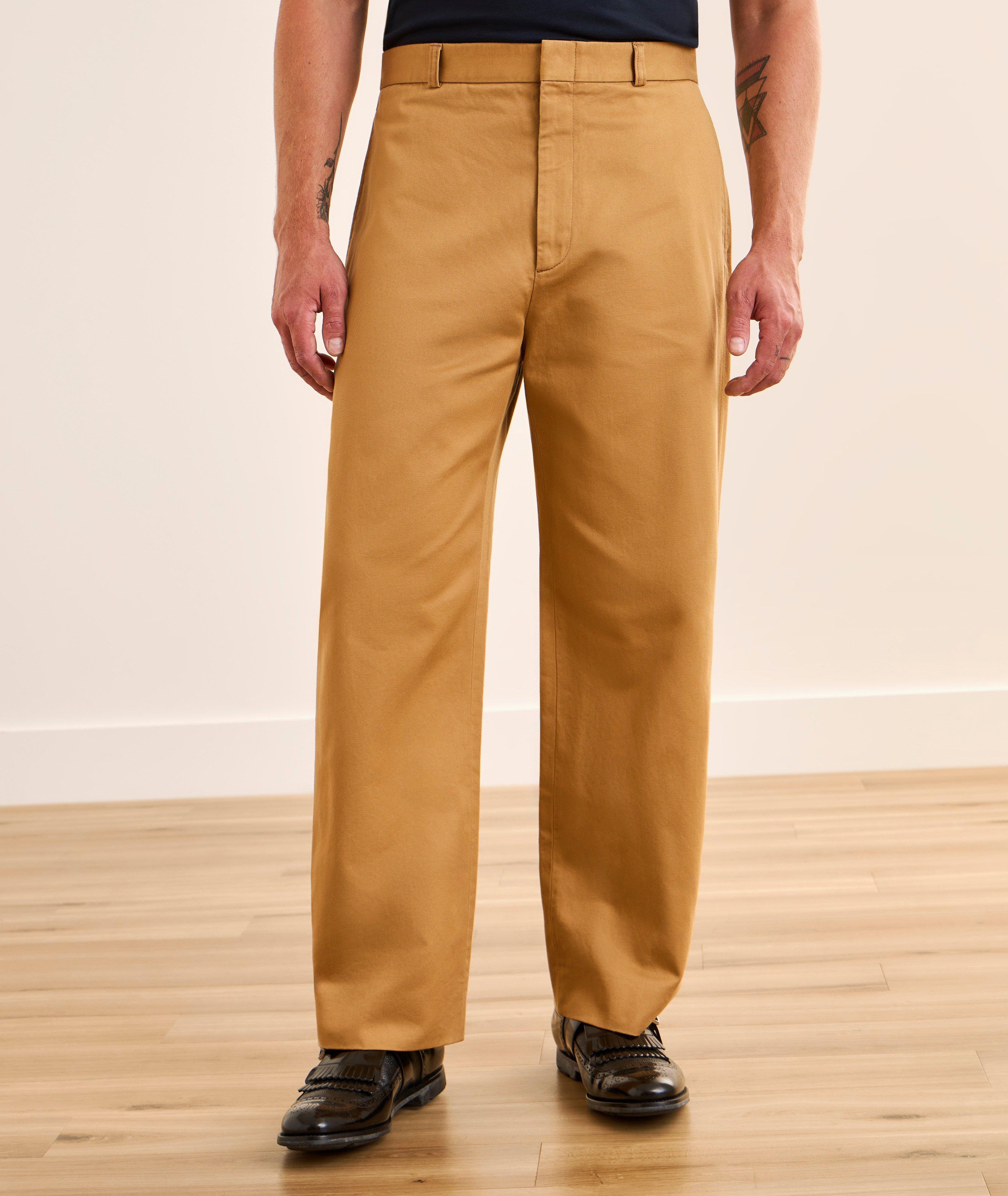 Pantalon habillé droit large croisé coton image 2