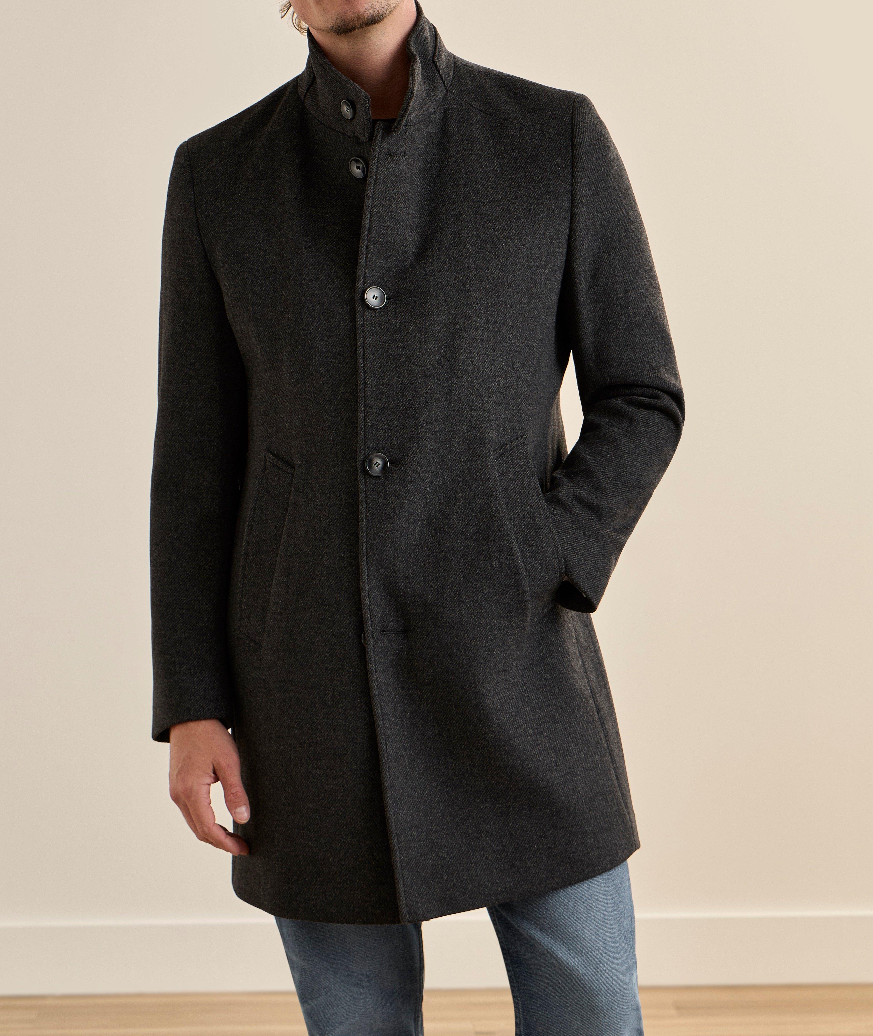 Manteau sergé laine-mélange col droit image 1