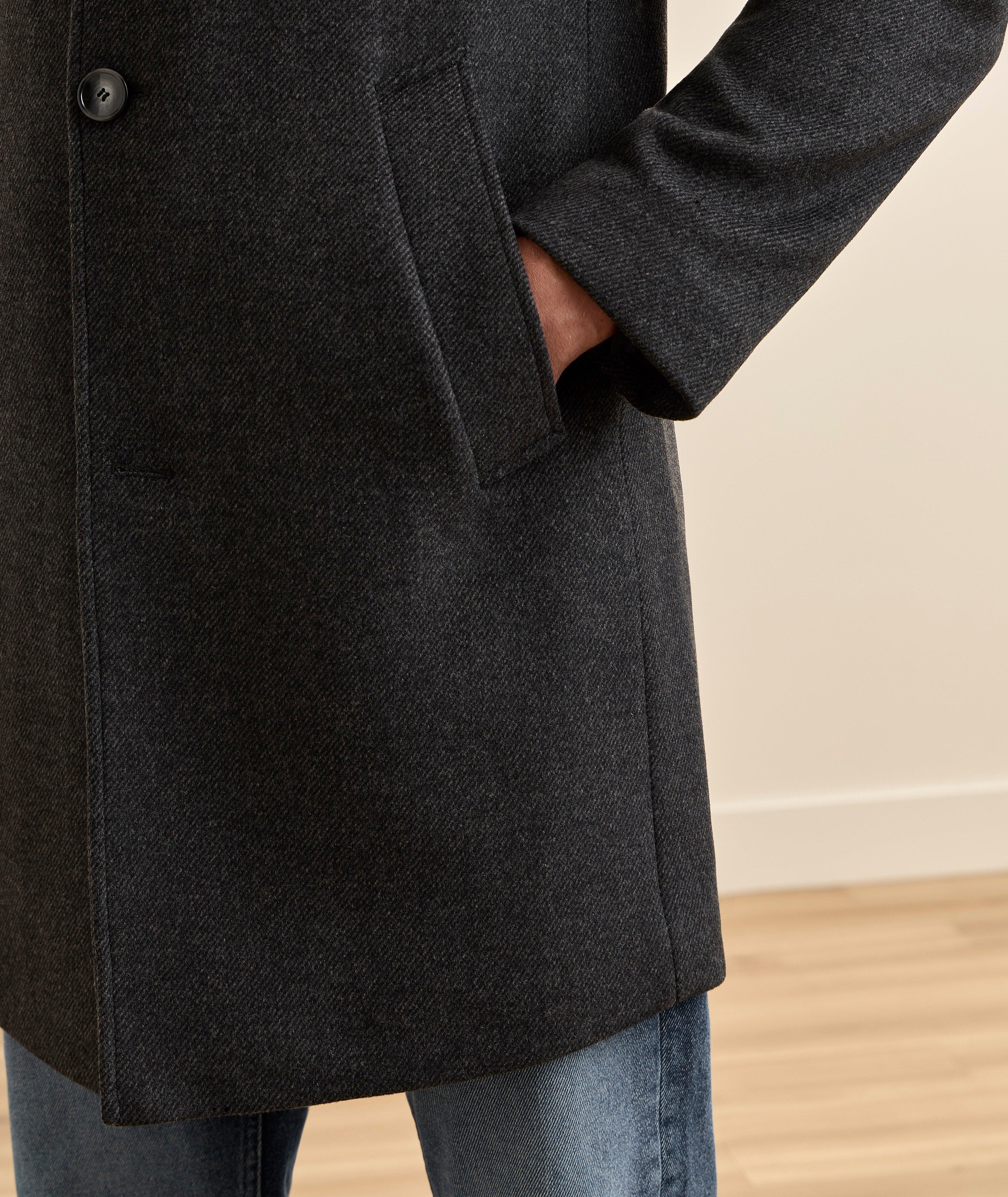 Manteau sergé laine-mélange col droit image 3