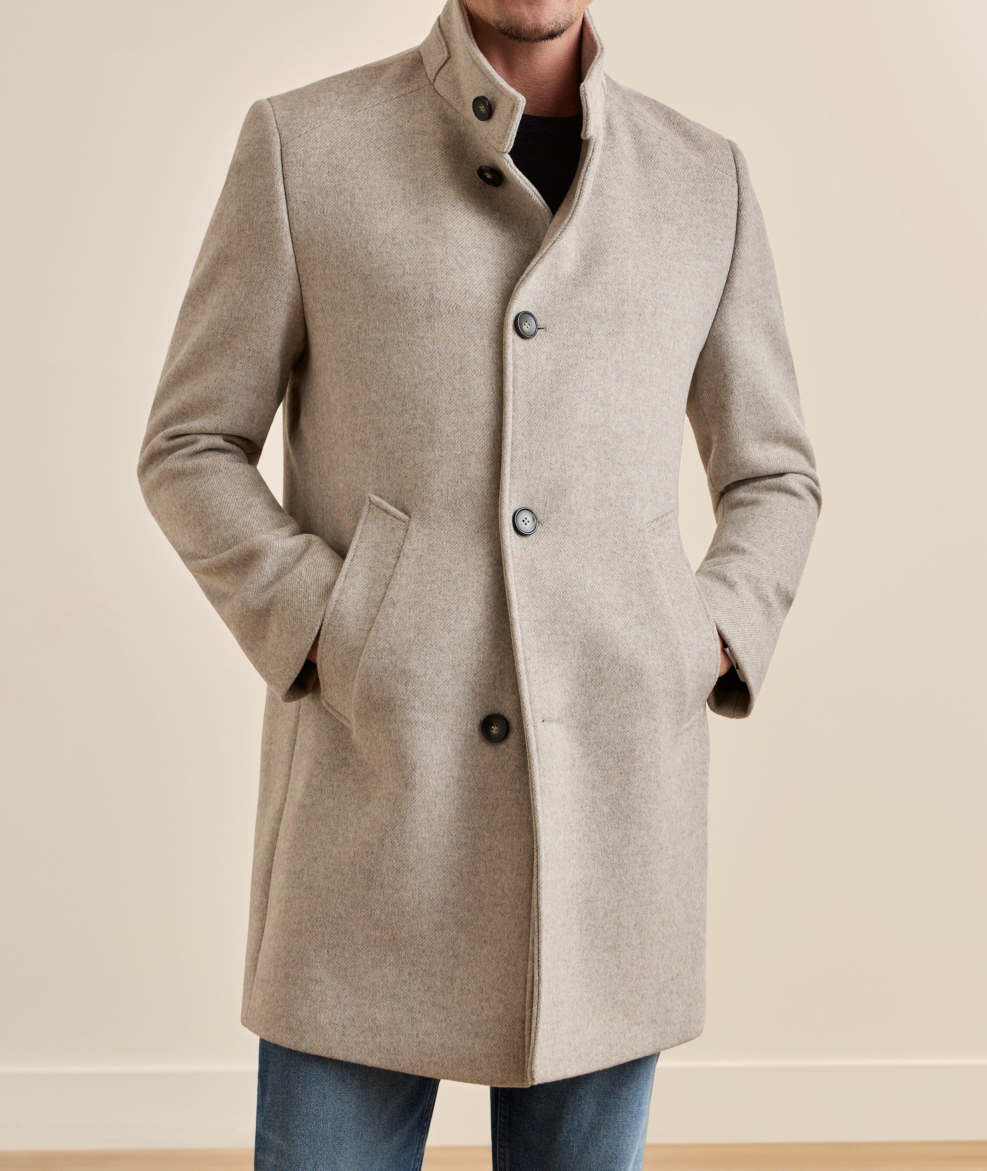 Manteau sergé laine-mélange col droit image 1
