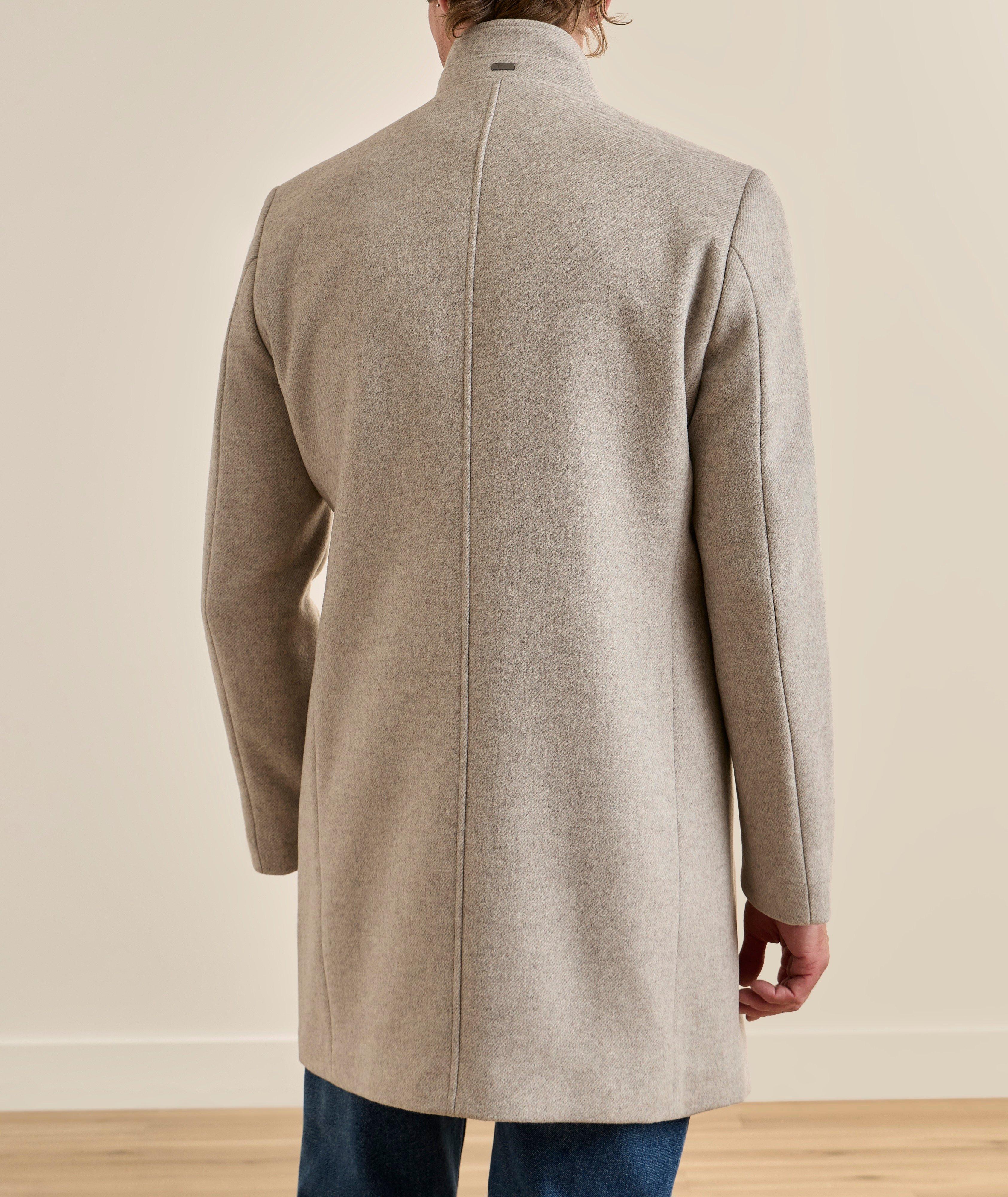 Manteau sergé laine-mélange col droit image 2