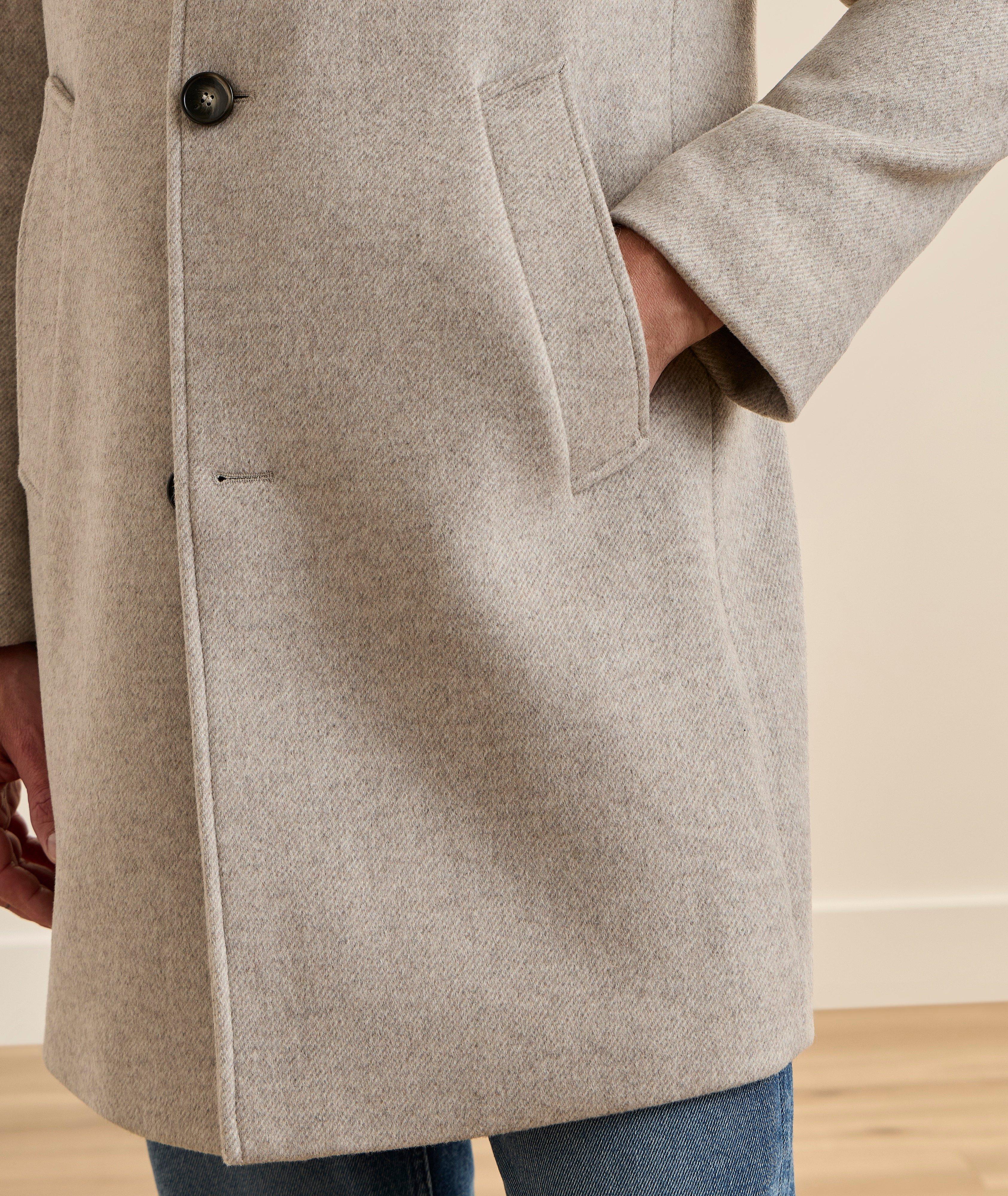 Manteau sergé laine-mélange col droit image 3