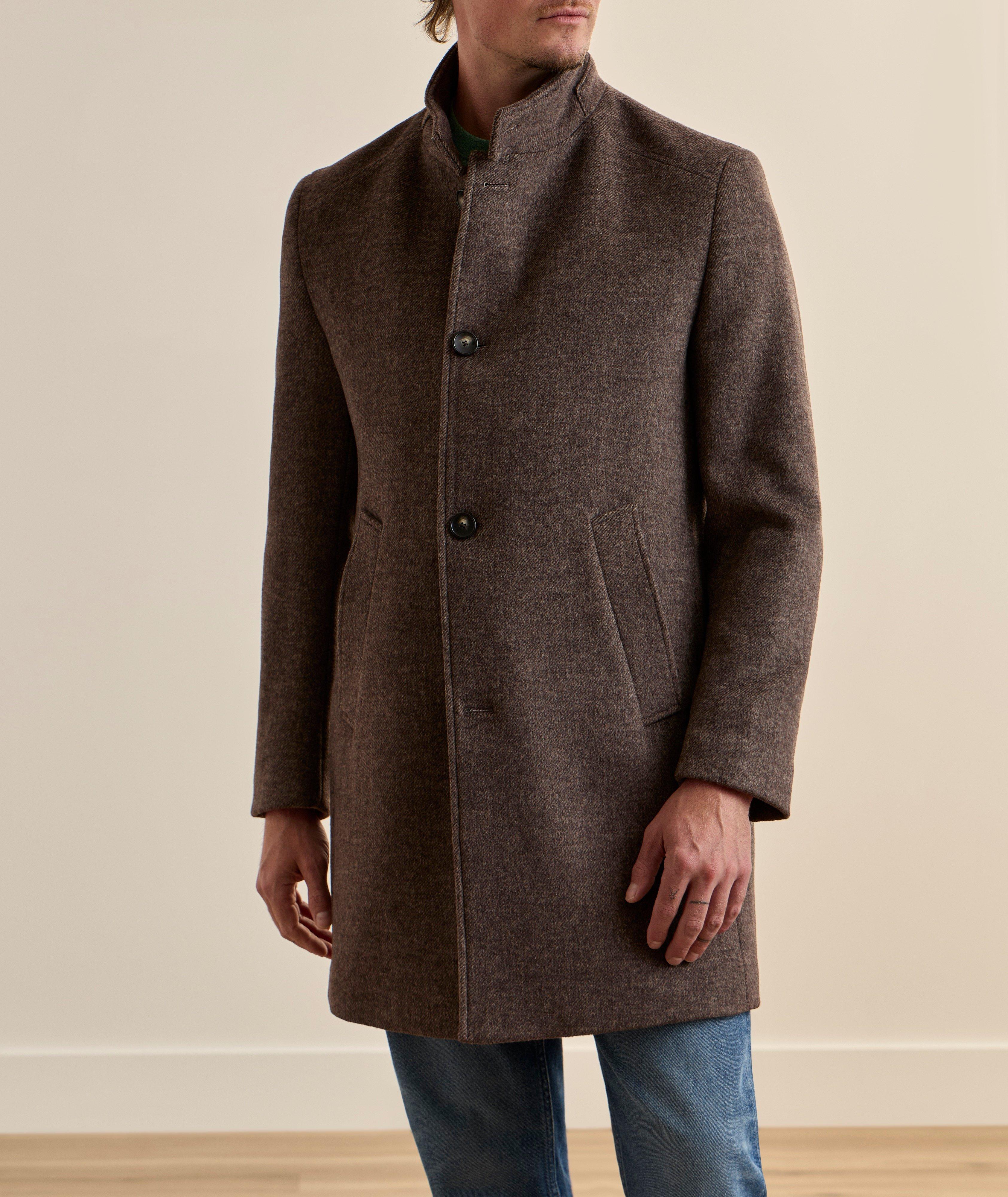 Manteau sergé laine-mélange col droit image 1