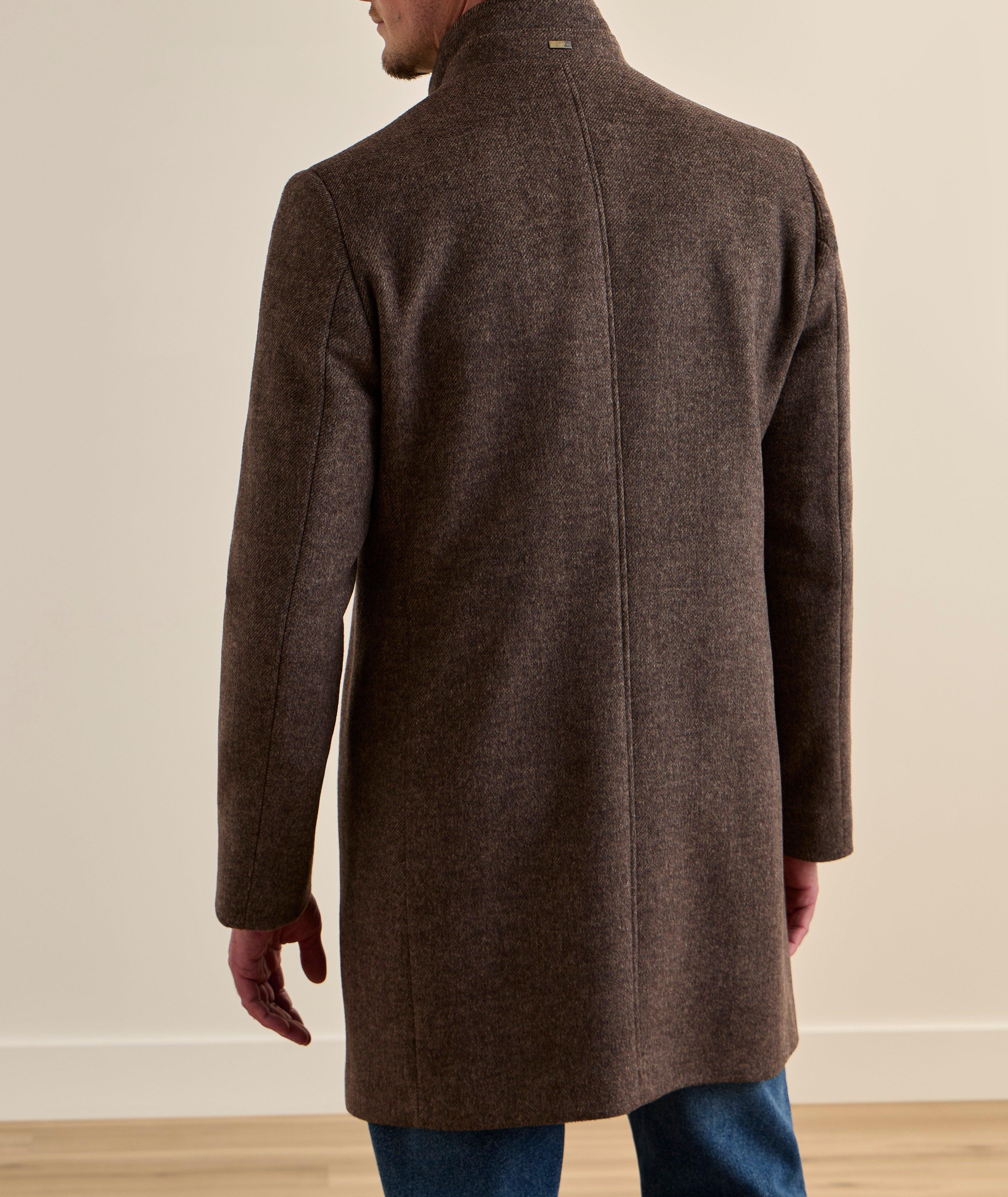 Manteau sergé laine-mélange col droit image 2