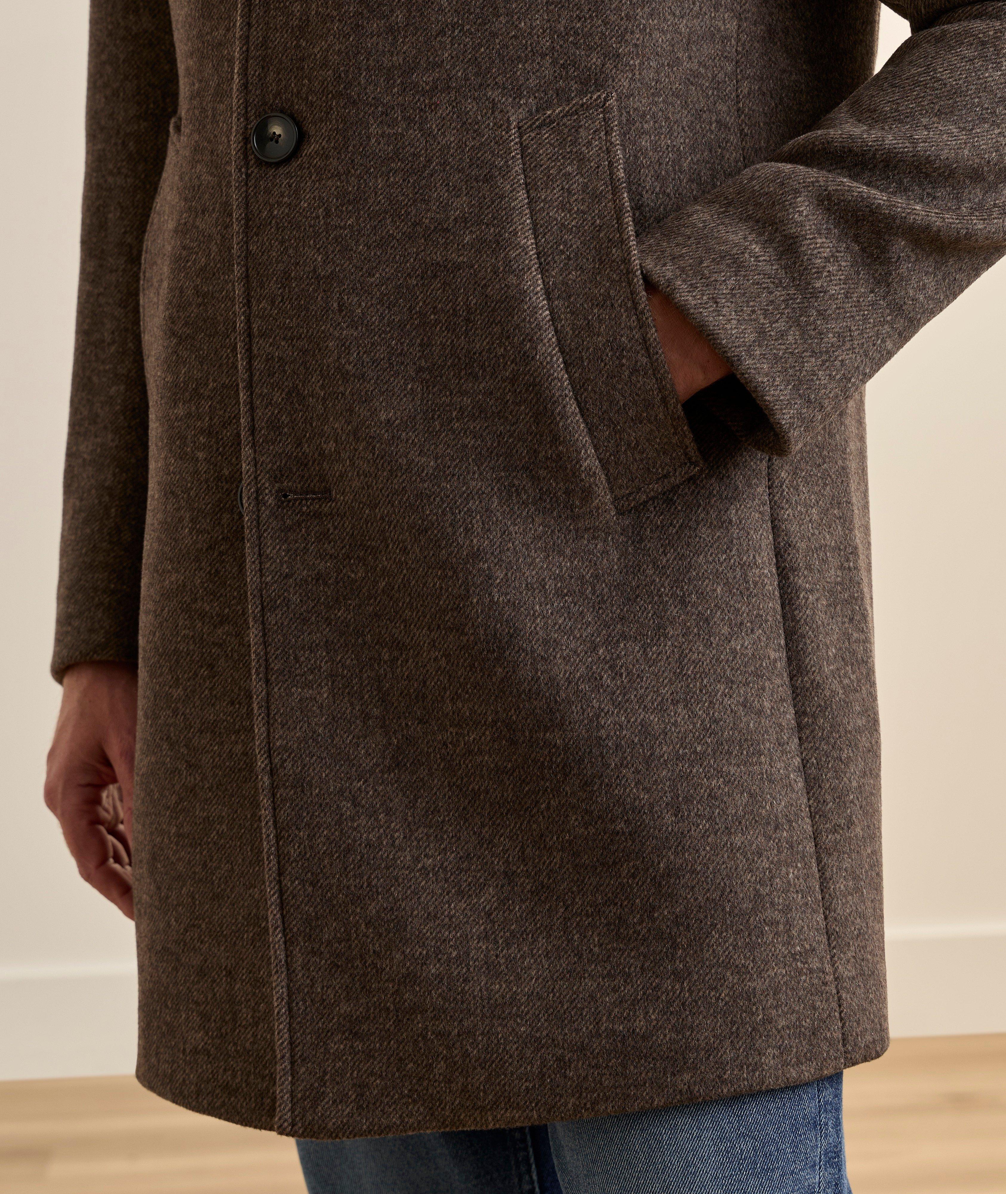 Manteau sergé laine-mélange col droit image 3