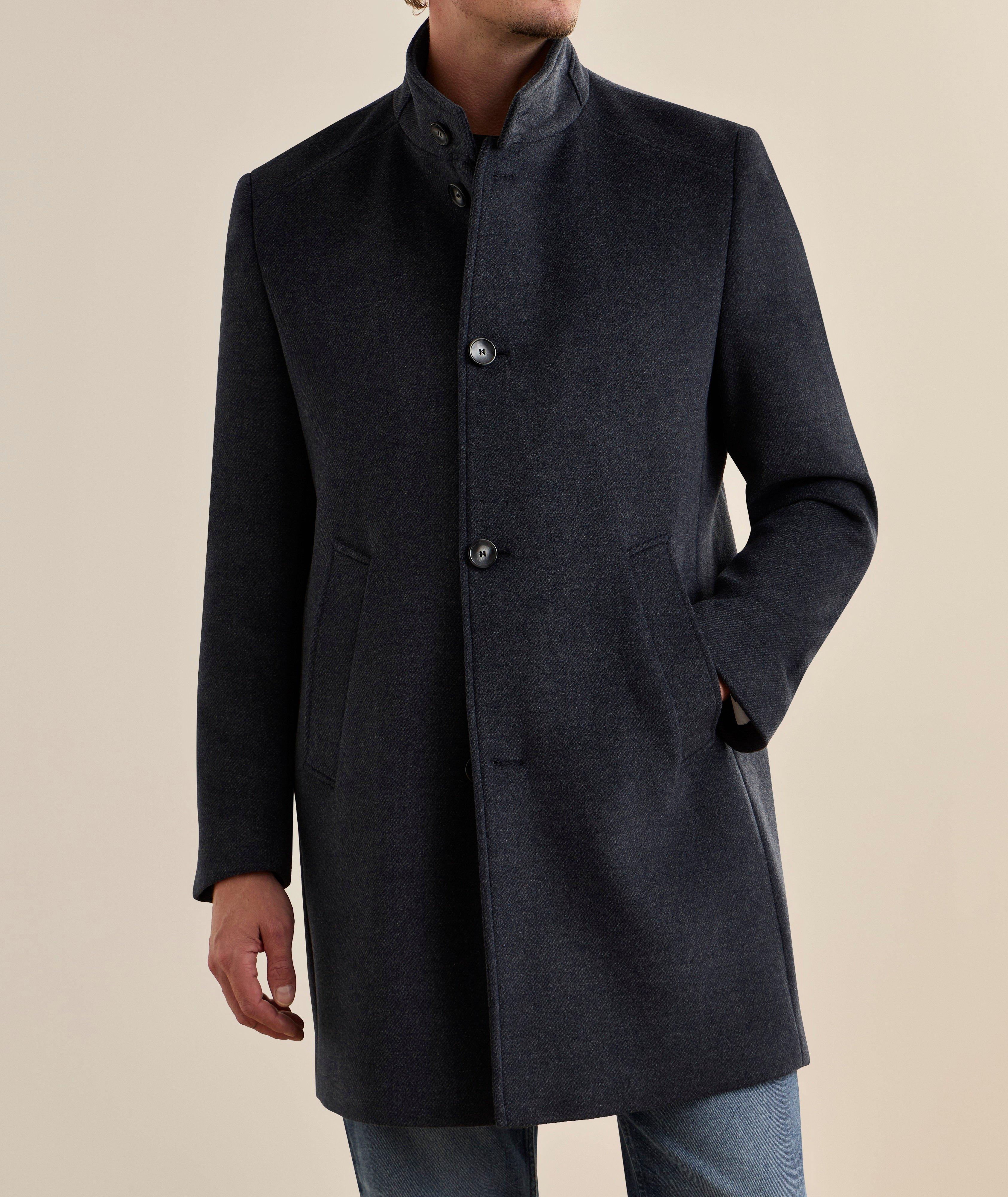 Manteau sergé laine-mélange col droit image 1