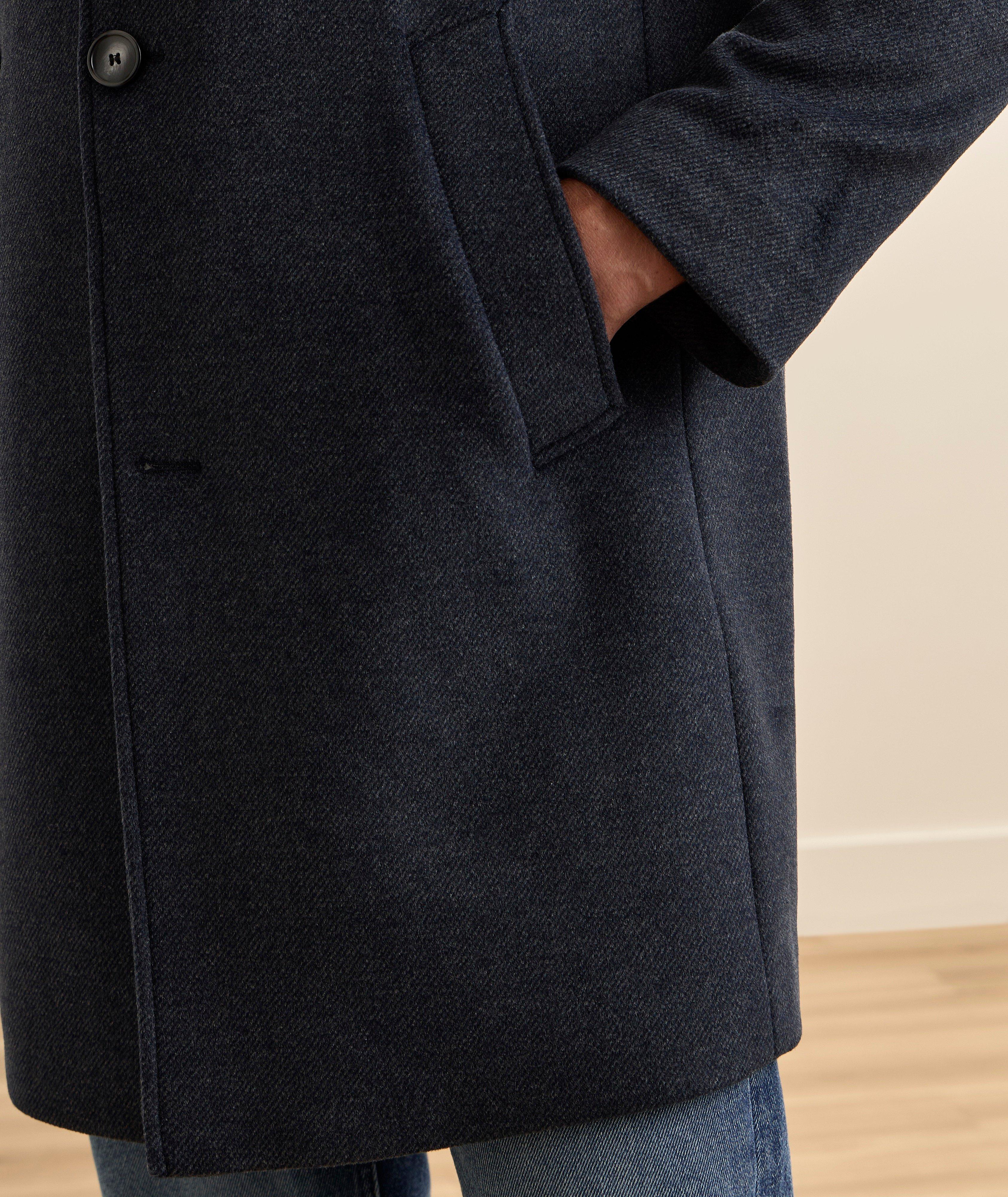 Manteau sergé laine-mélange col droit image 4