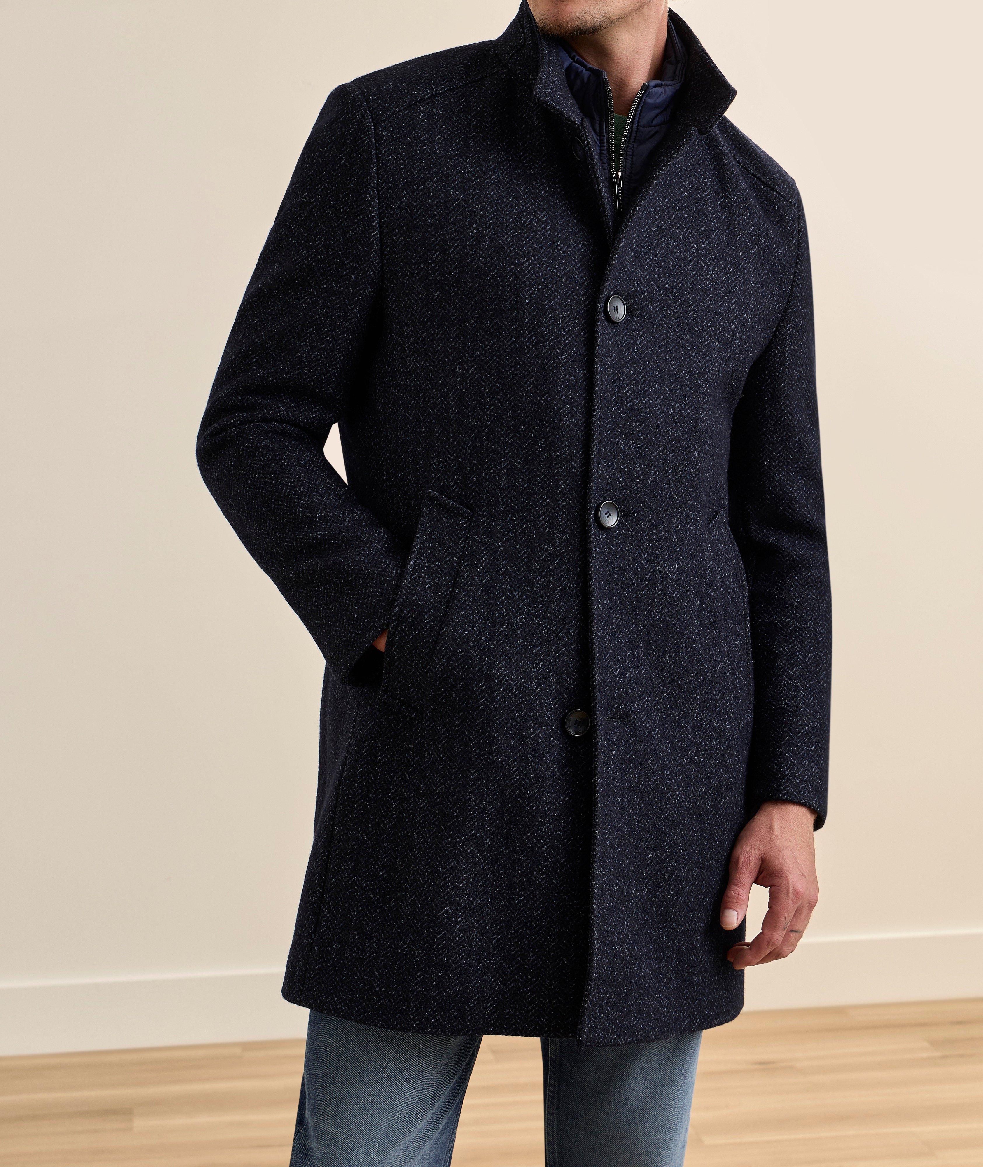 Manteau bavette amovible laine-mélange chevrons image 1