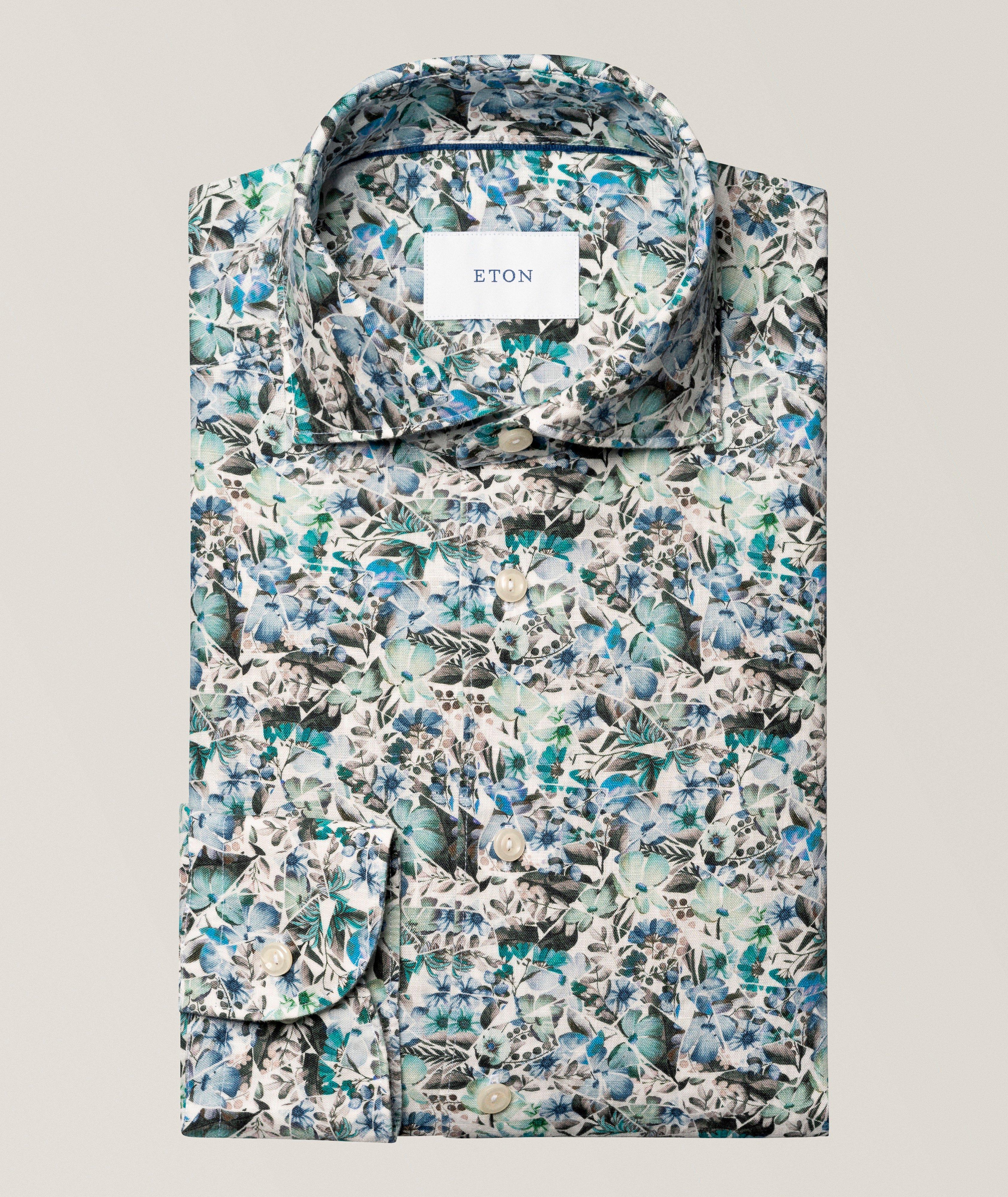 Slim-Fit Mosaic Flower Linen Shirt image 1