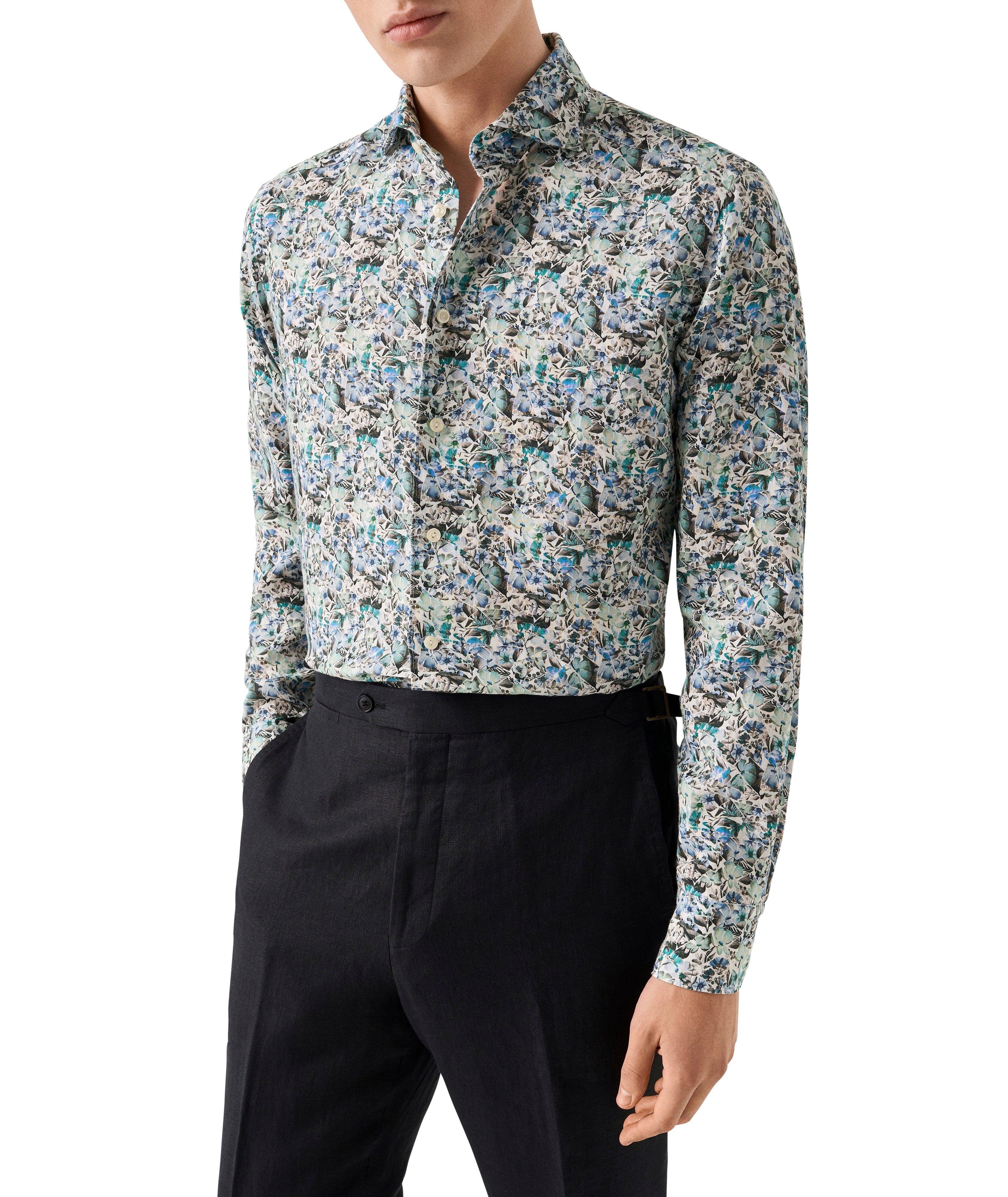 Slim-Fit Mosaic Flower Linen Shirt image 2