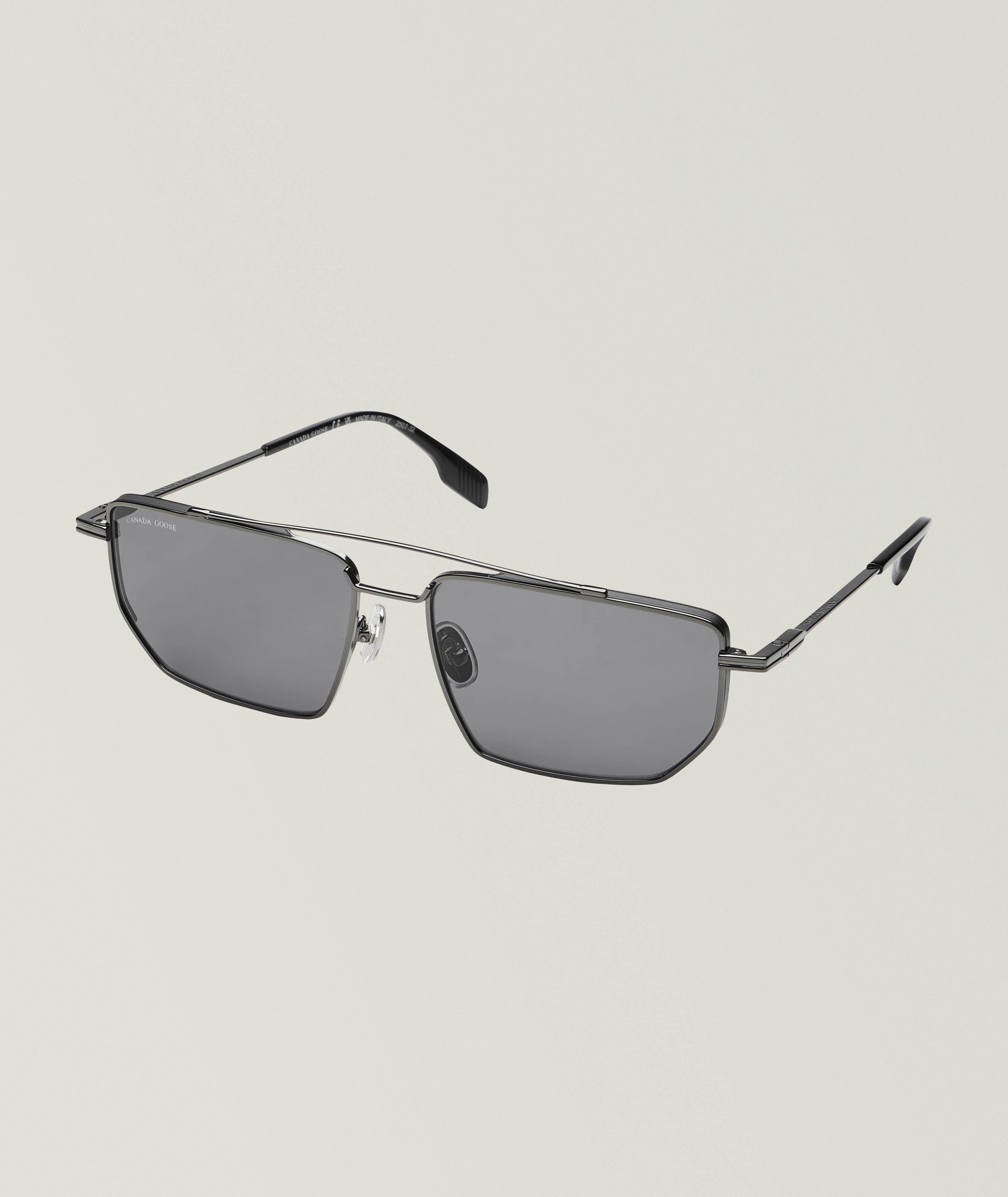 Titanium Double-Bridge Rectangular Sunglasses
