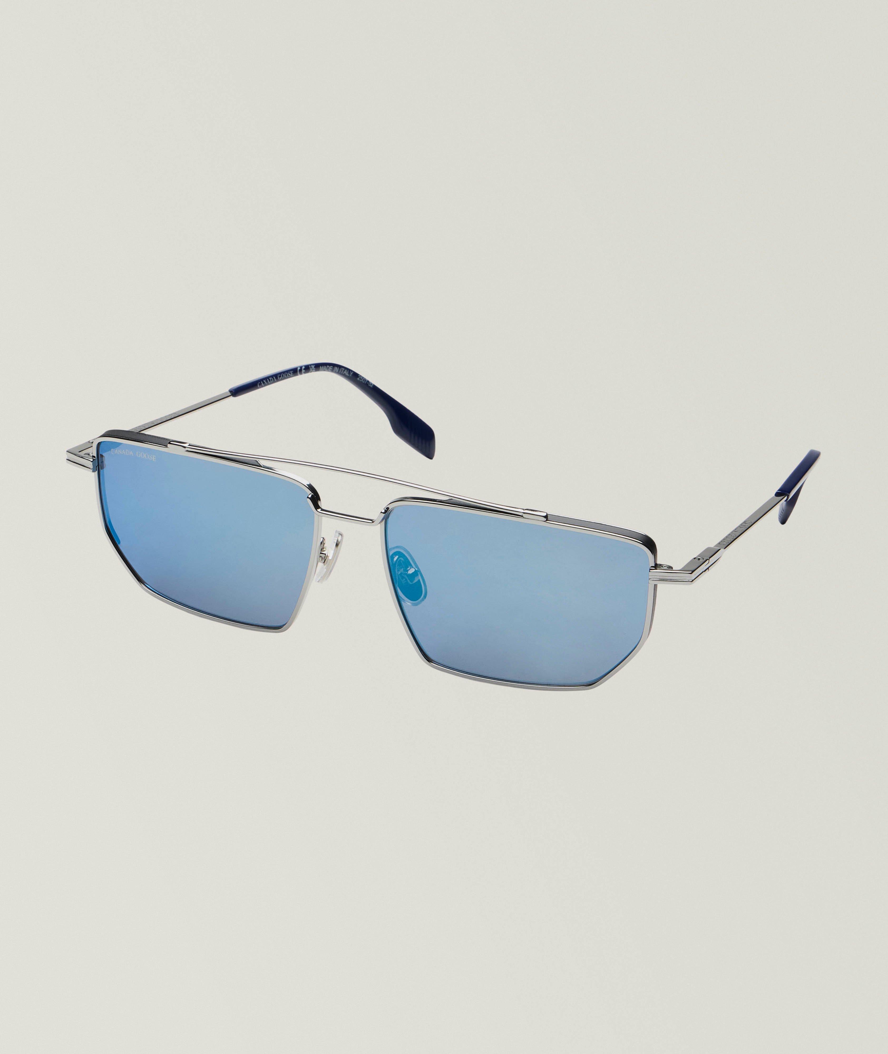 Titanium Double-Bridge Rectangular Sunglasses