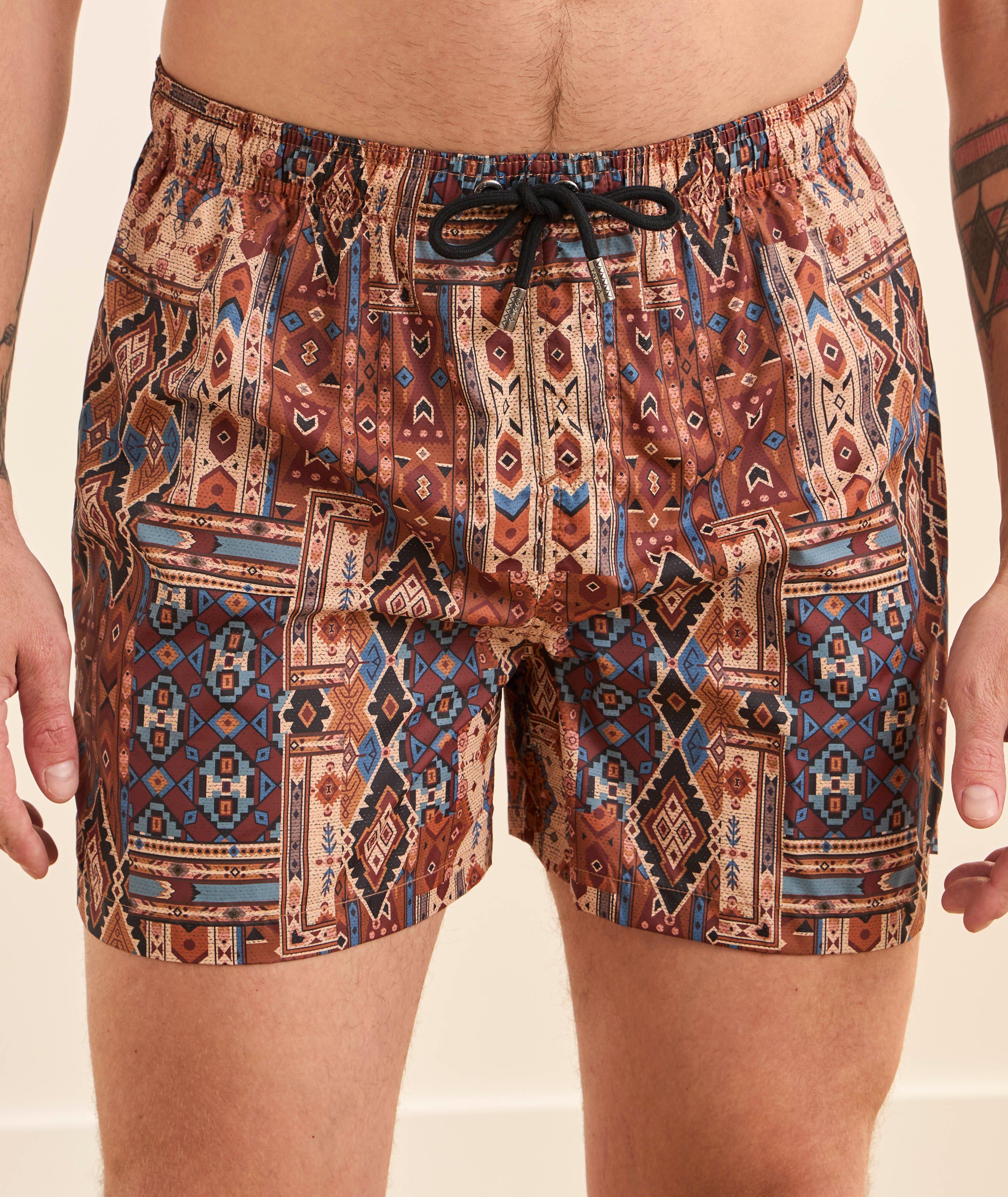 Patchwork Printed Swim Shorts image 1