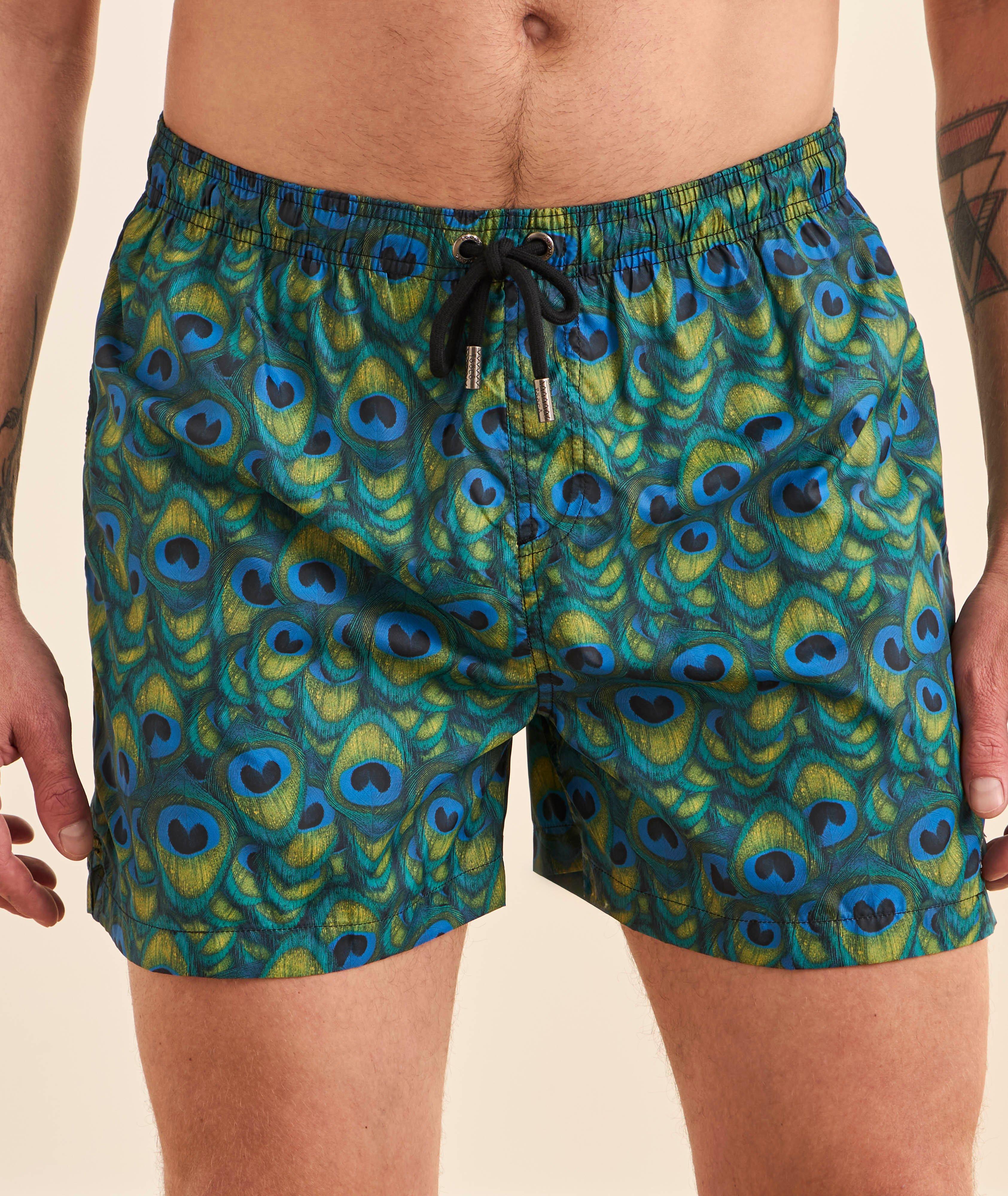 Peacock Feathers Printed Swim Shorts image 1