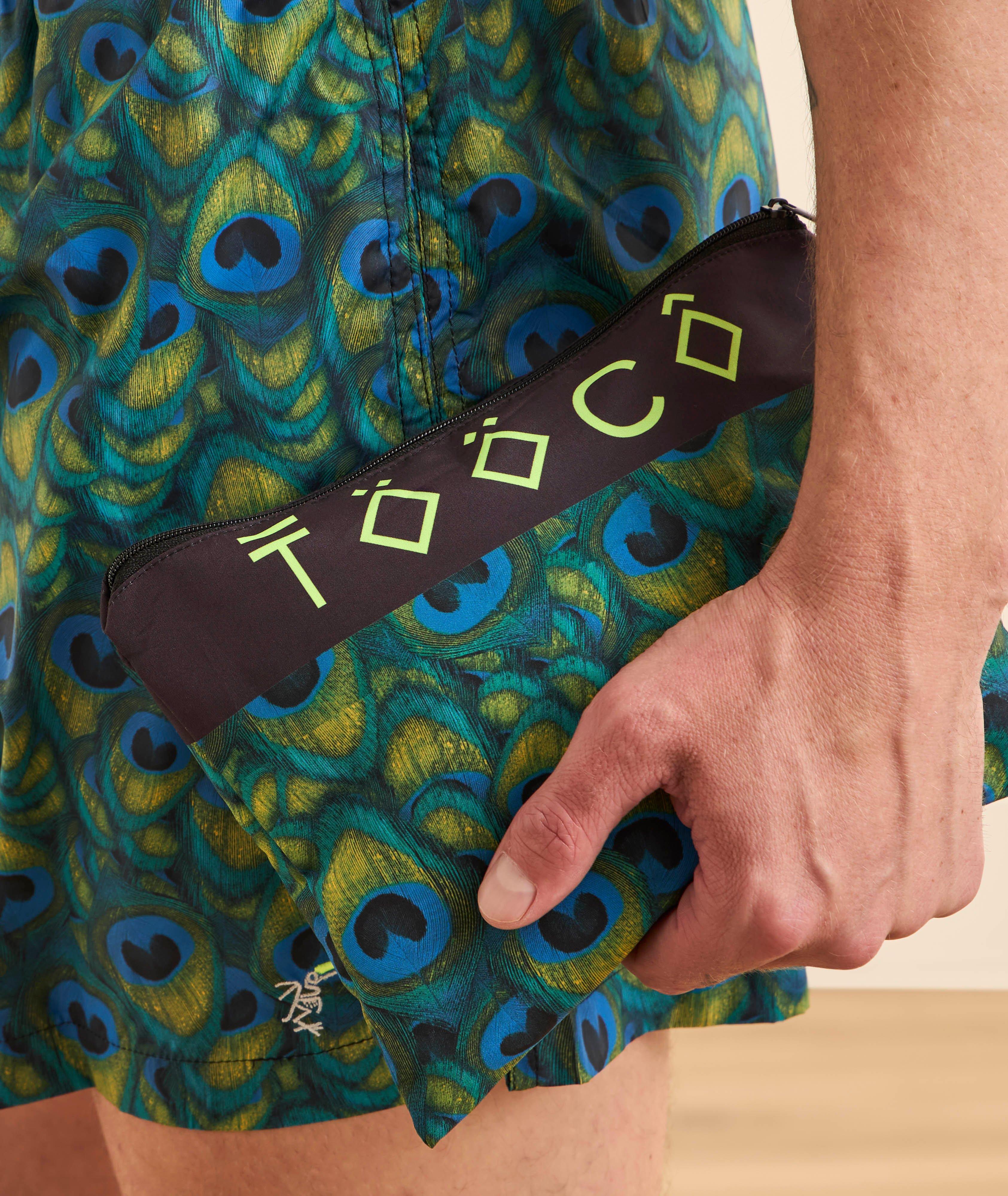 Peacock Feathers Printed Swim Shorts image 3