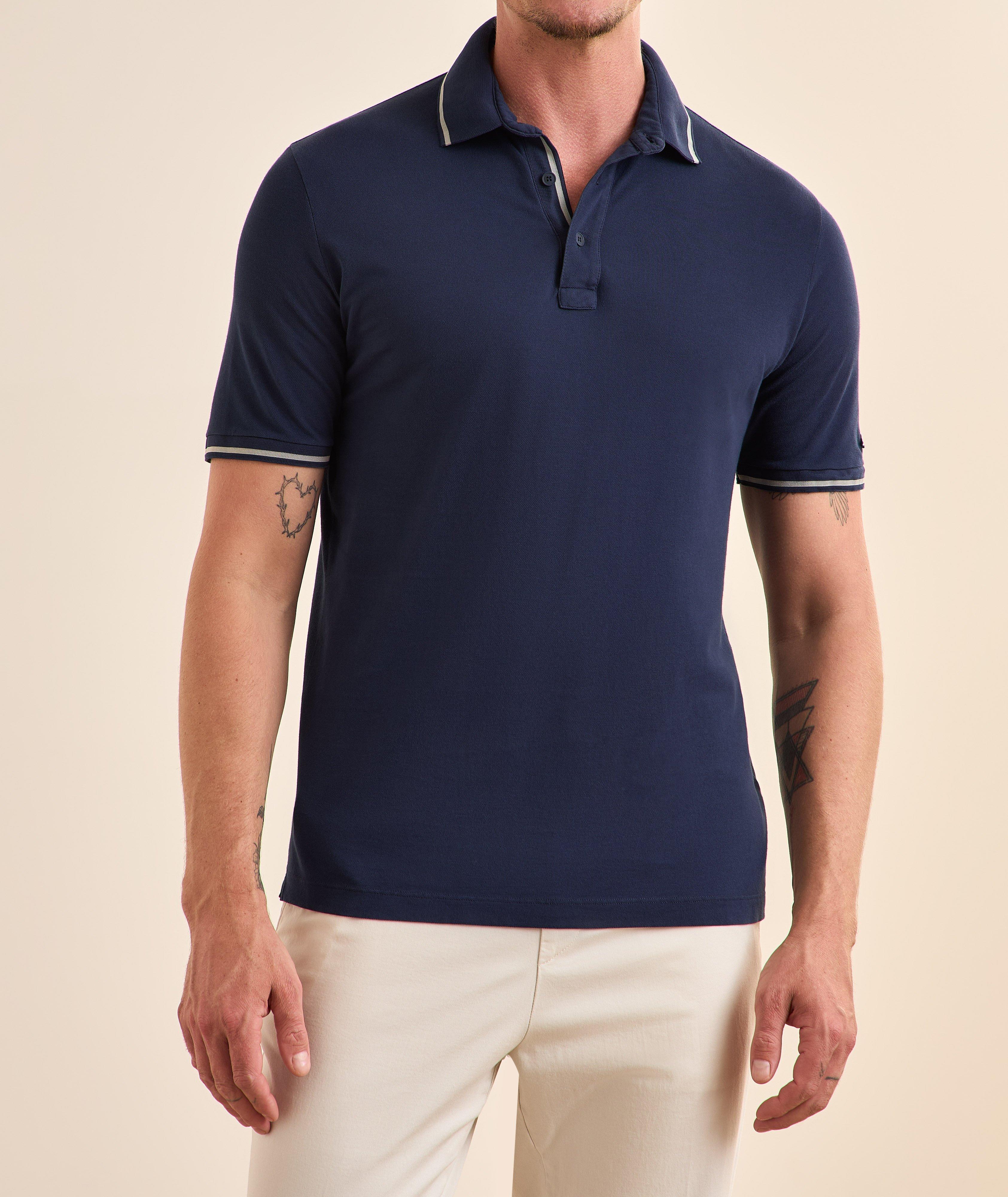 Polo coton teint en pièce bordure-rayées image 1