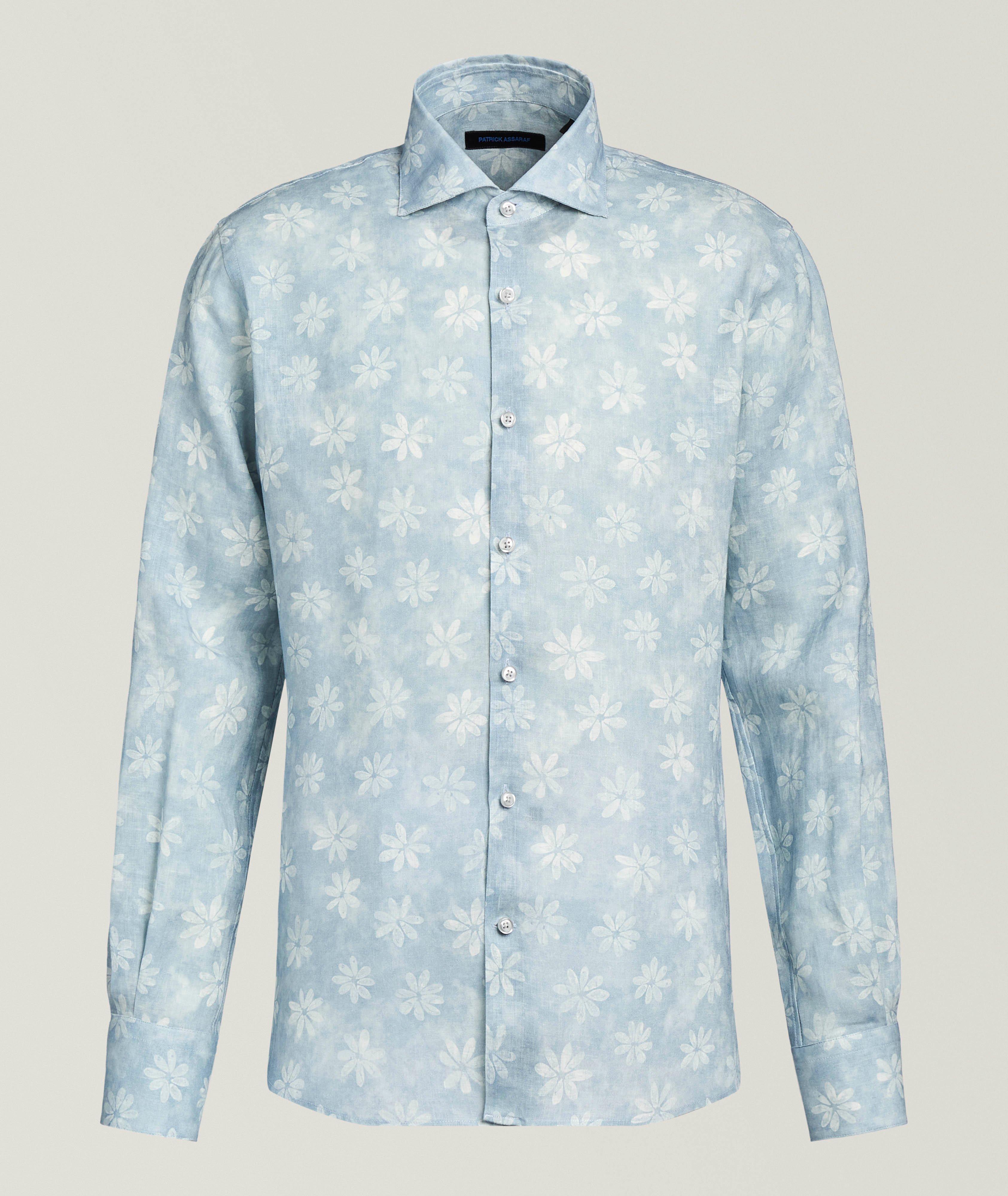 Patrick Assaraf Floral Linen Shirt