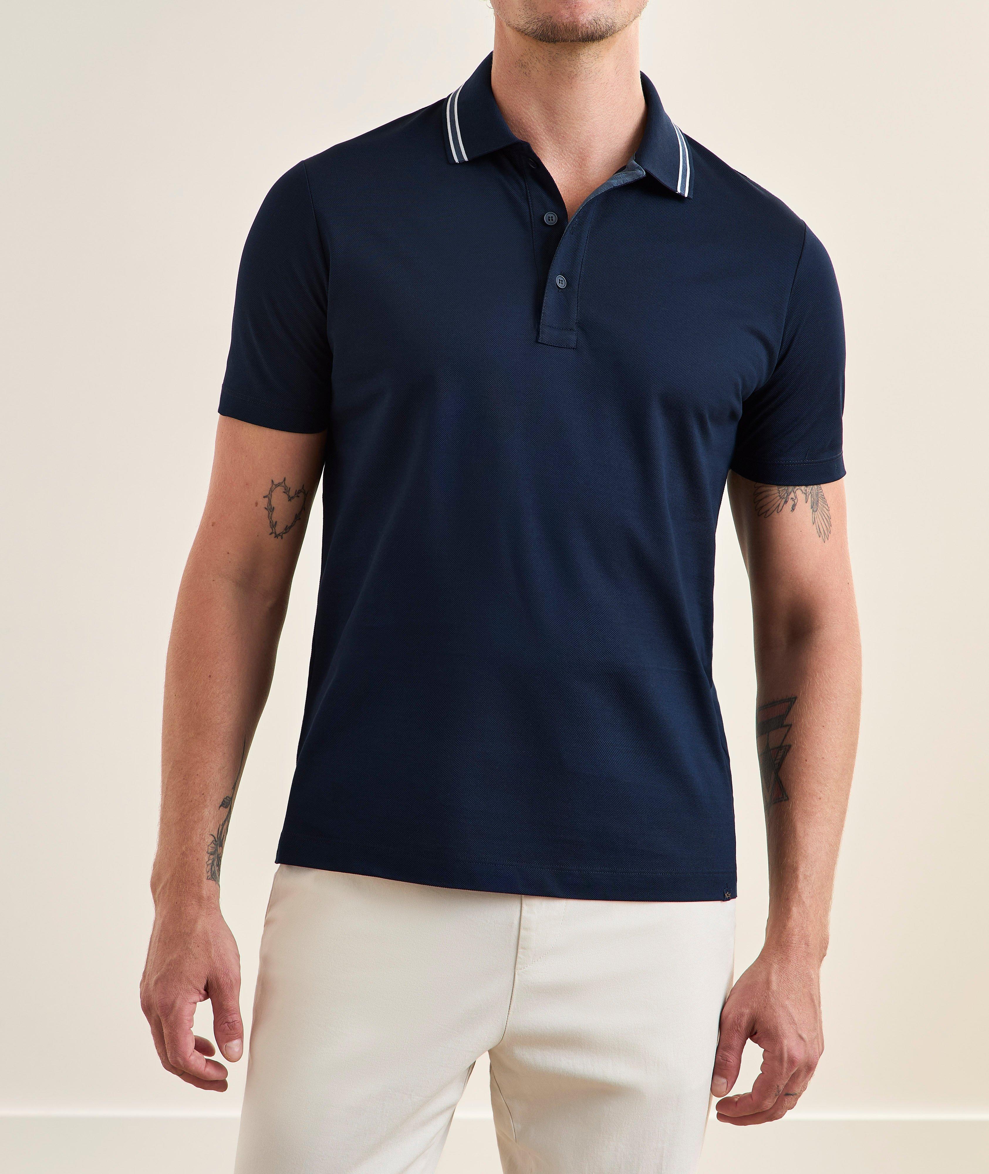 Striped-Trim Cotton Piqué Polo  image 1